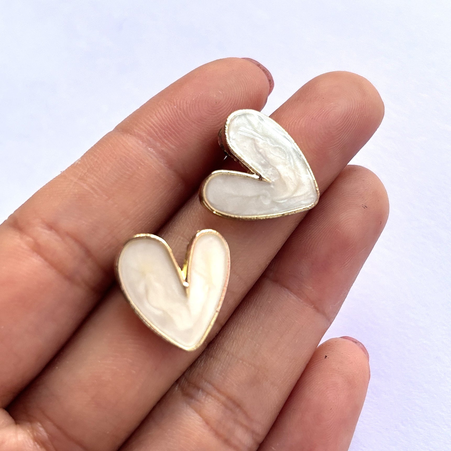 White Colour Heart Shape Studs Earrings