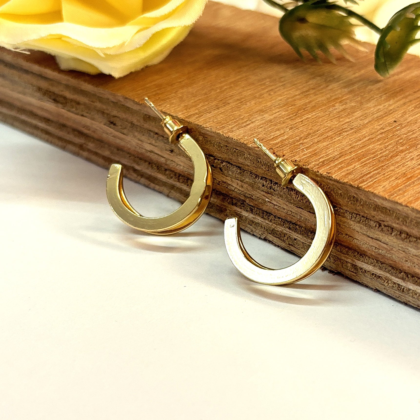 Double Hoop Gold Stud Earrings – Sleek Daily Wear for Women