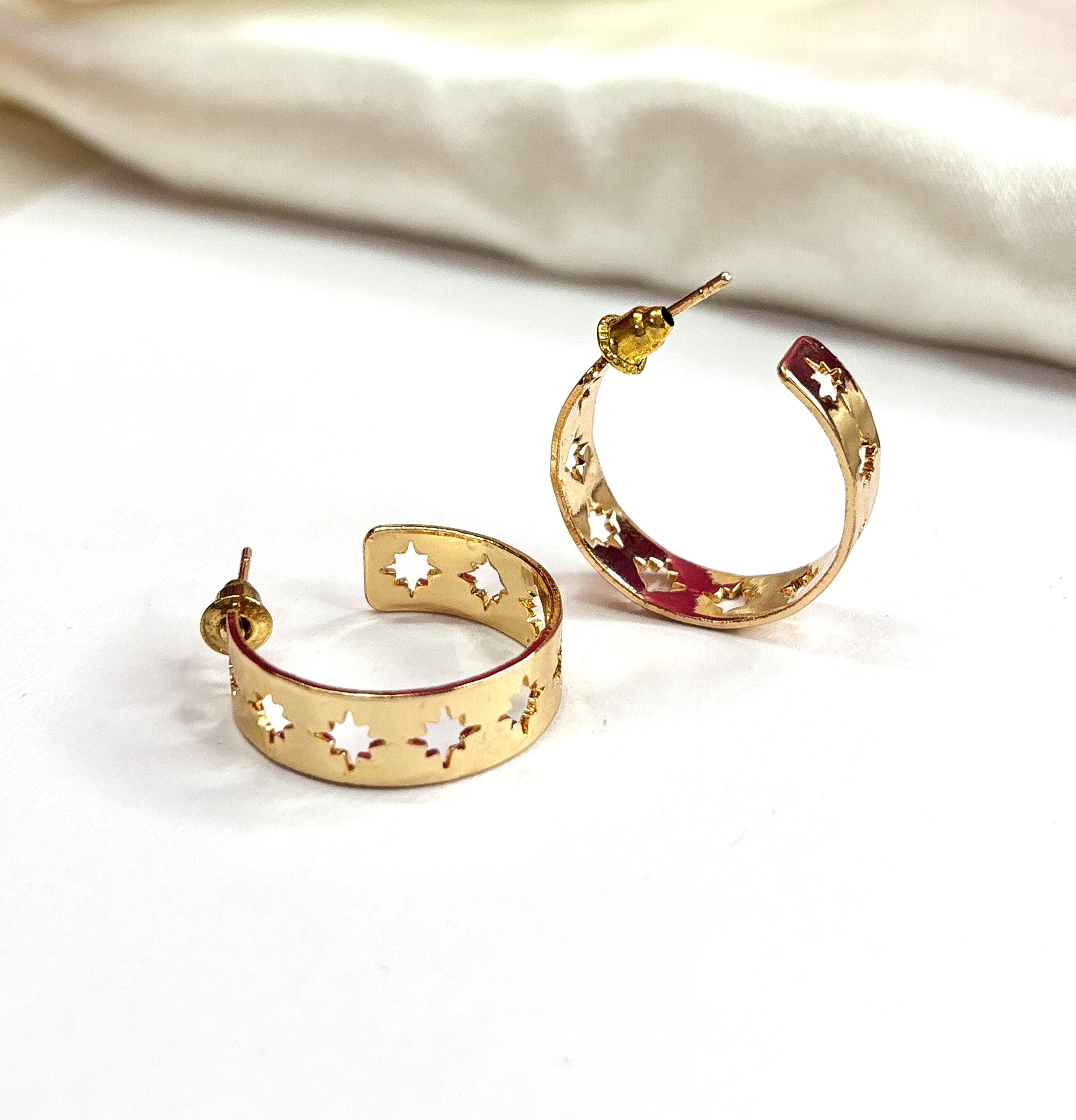 Star Cutout Gold Hoop Earrings – Shine Subtly, Glow Daily