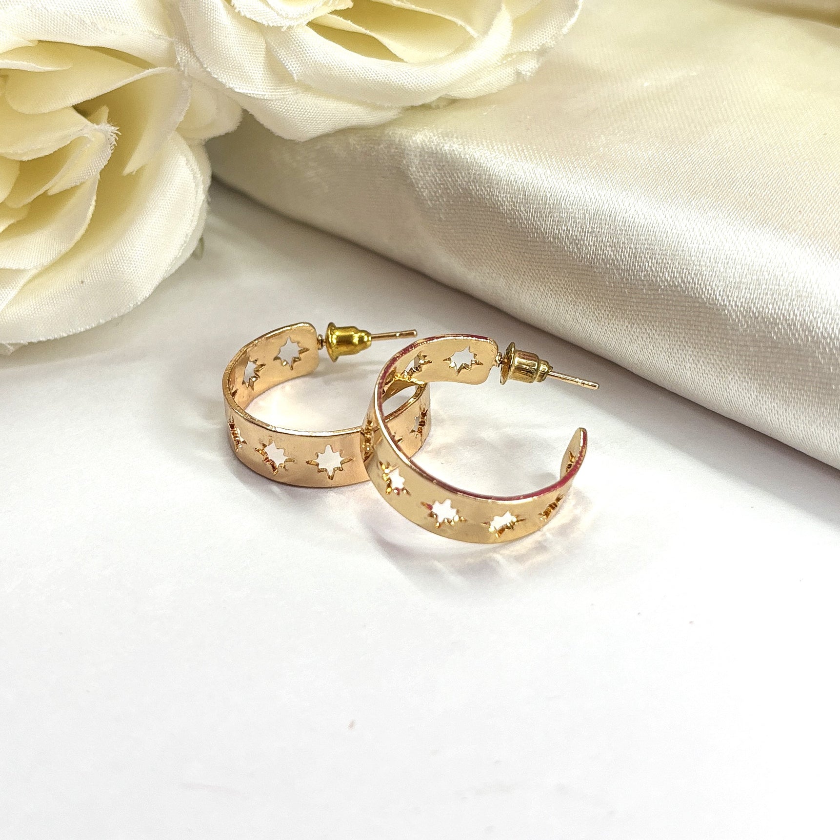 Star Cutout Gold Hoop Earrings – Shine Subtly, Glow Daily