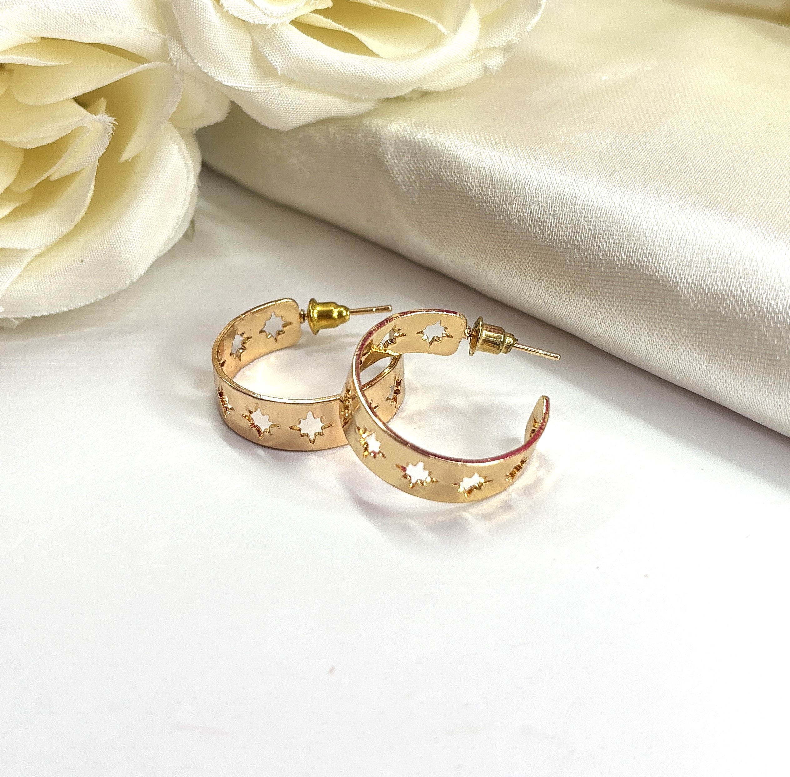 Star Cutout Gold Hoop Earrings – Shine Subtly, Glow Daily