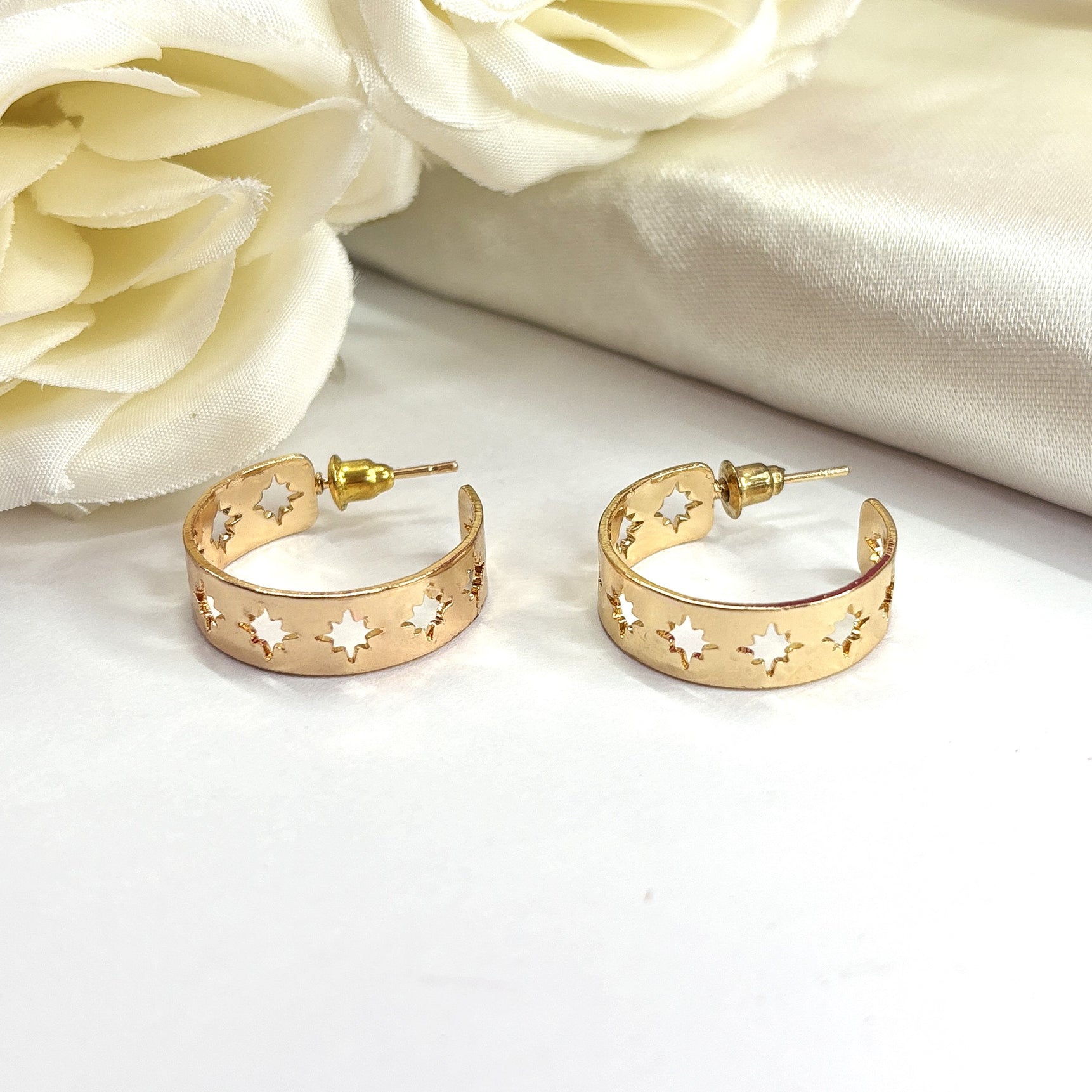 Star Cutout Gold Hoop Earrings – Shine Subtly, Glow Daily