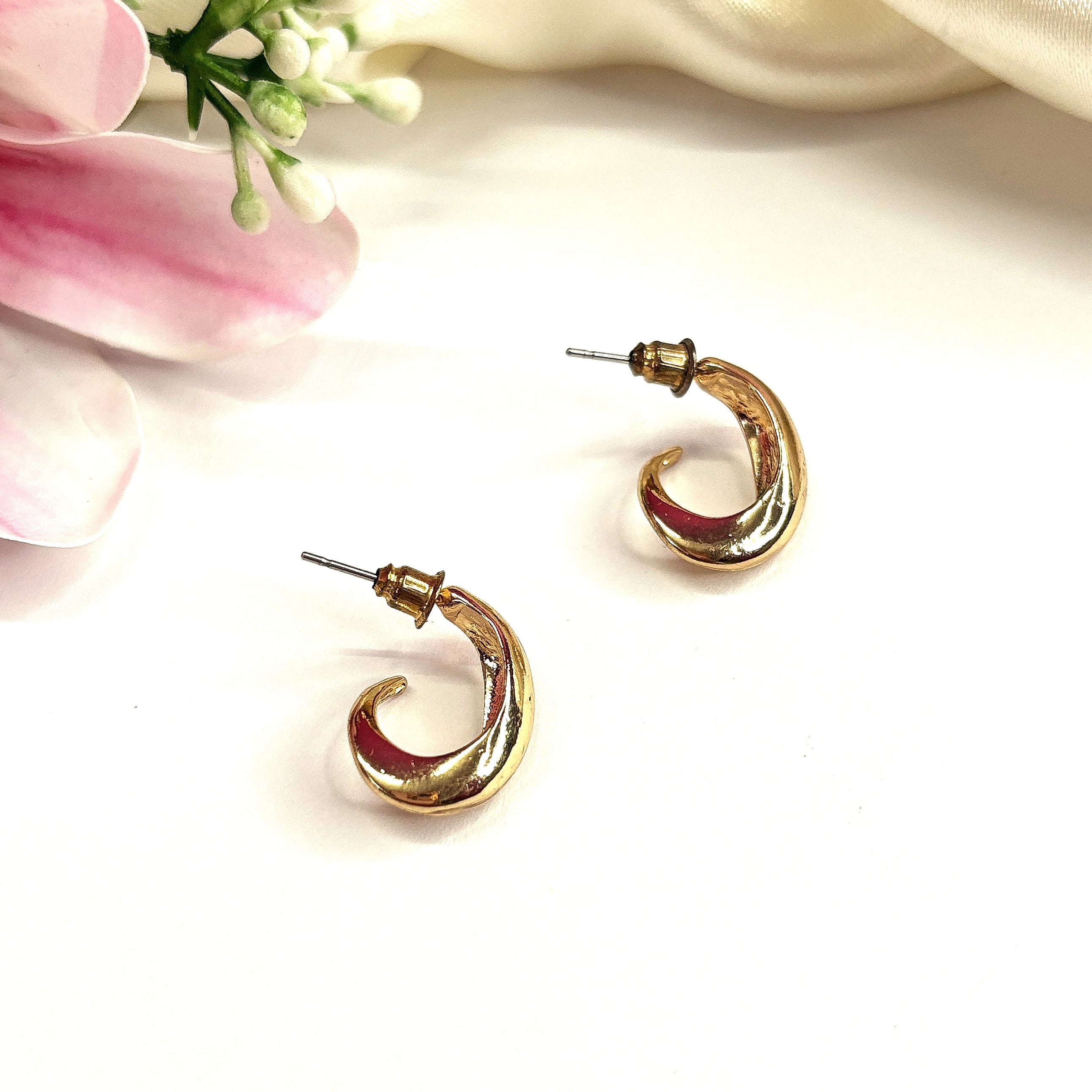 Gold Plated Classic Thick Gold Stud Earrings