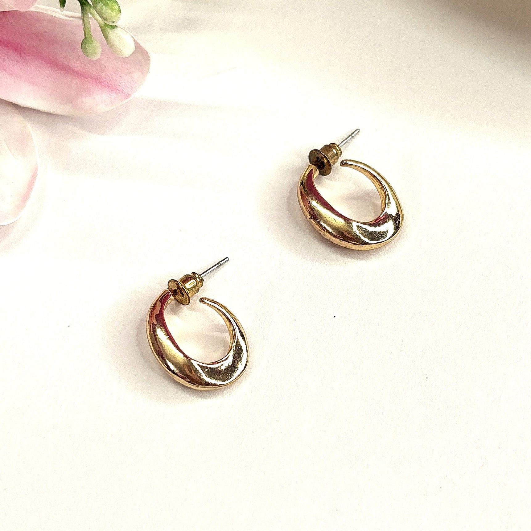 Gold Plated Classic Thick Gold Stud Earrings