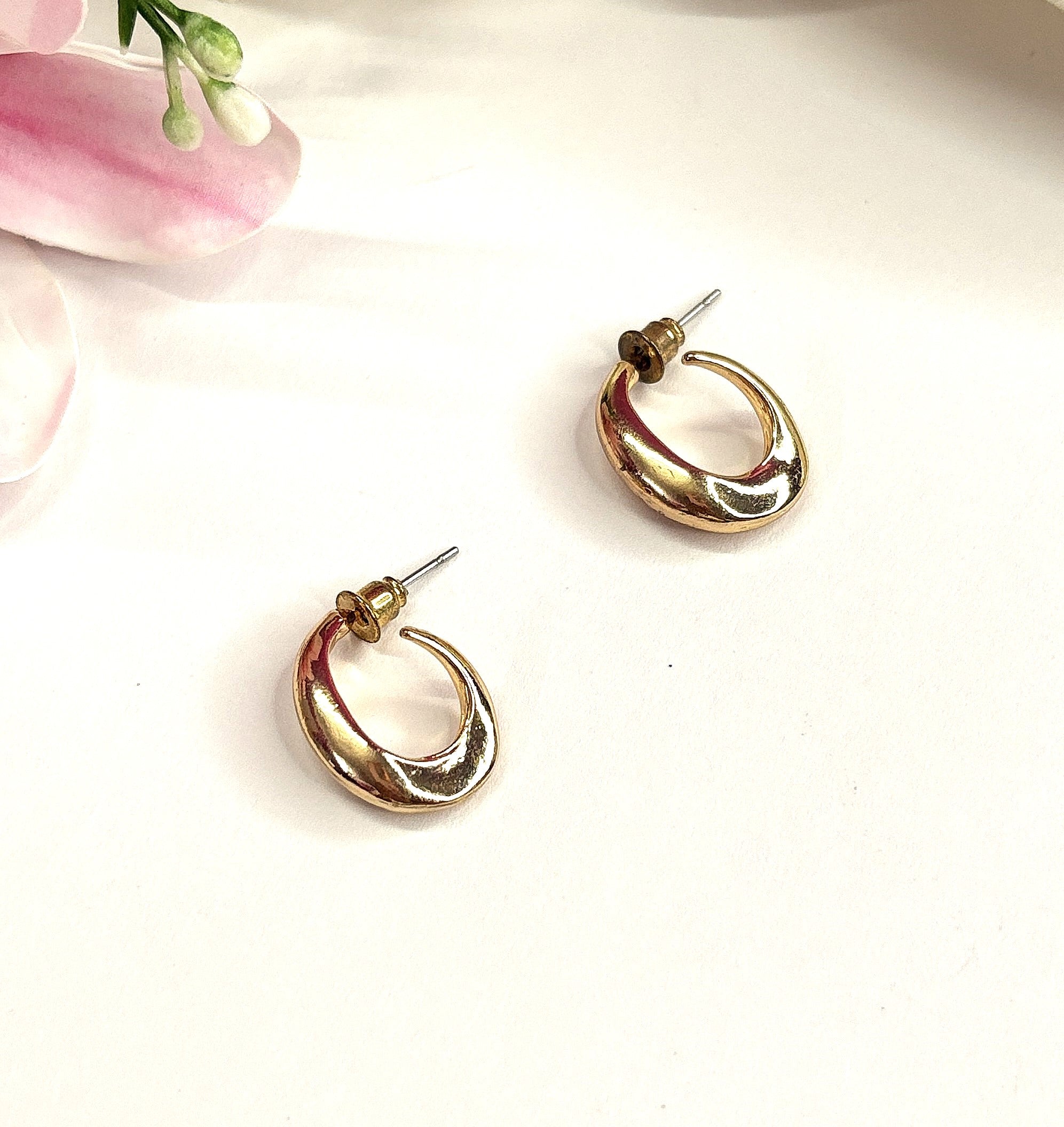 Gold Plated Classic Thick Gold Stud Earrings