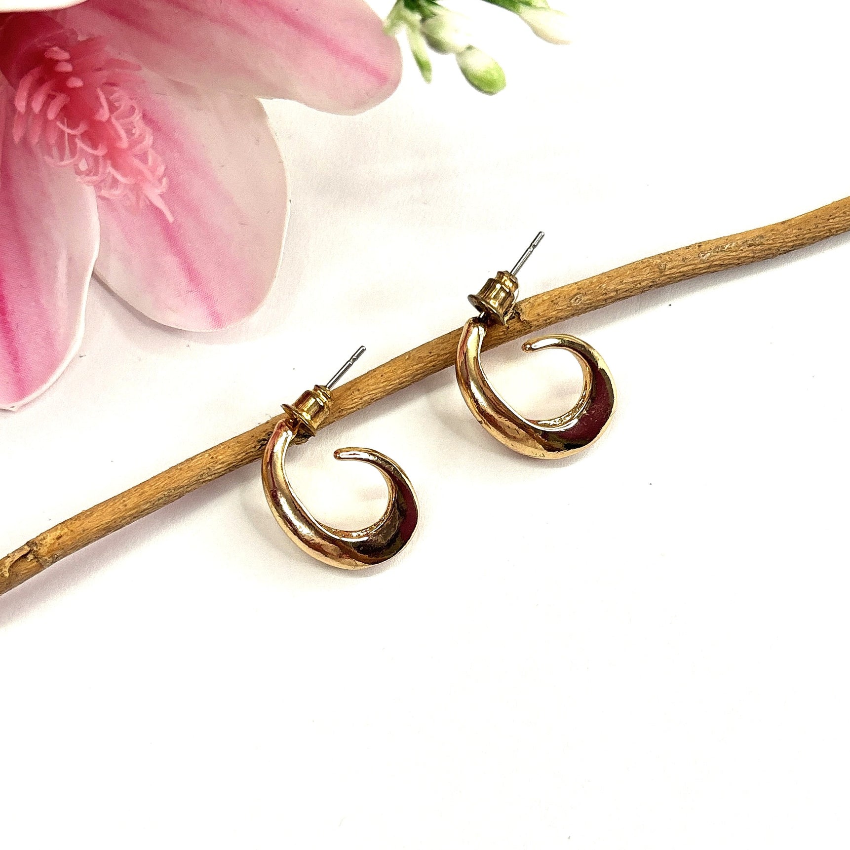 Gold Plated Classic Thick Gold Stud Earrings