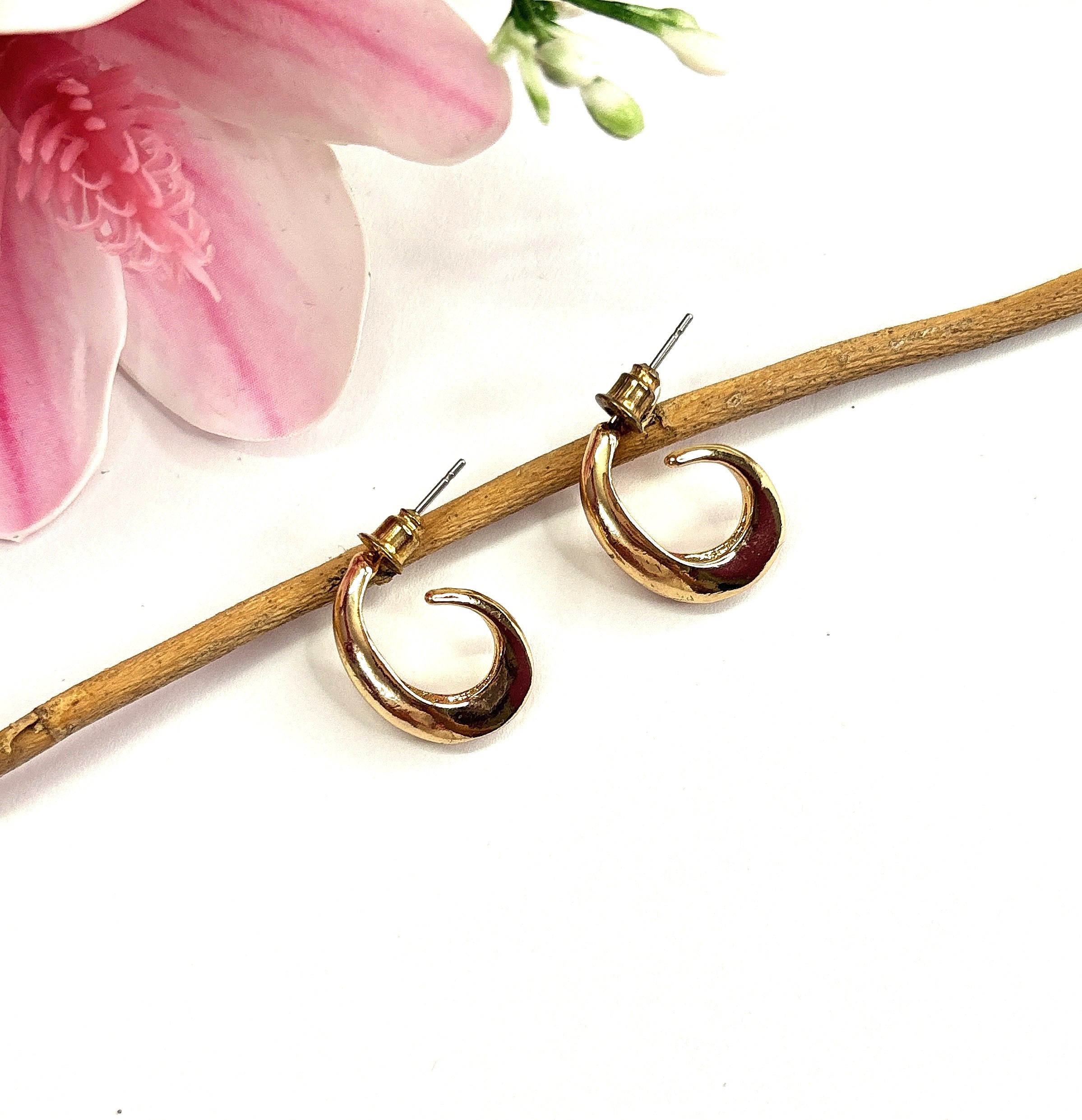 Gold Plated Classic Thick Gold Stud Earrings