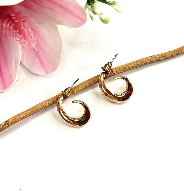 Gold Plated Classic Thick Gold Stud Earrings