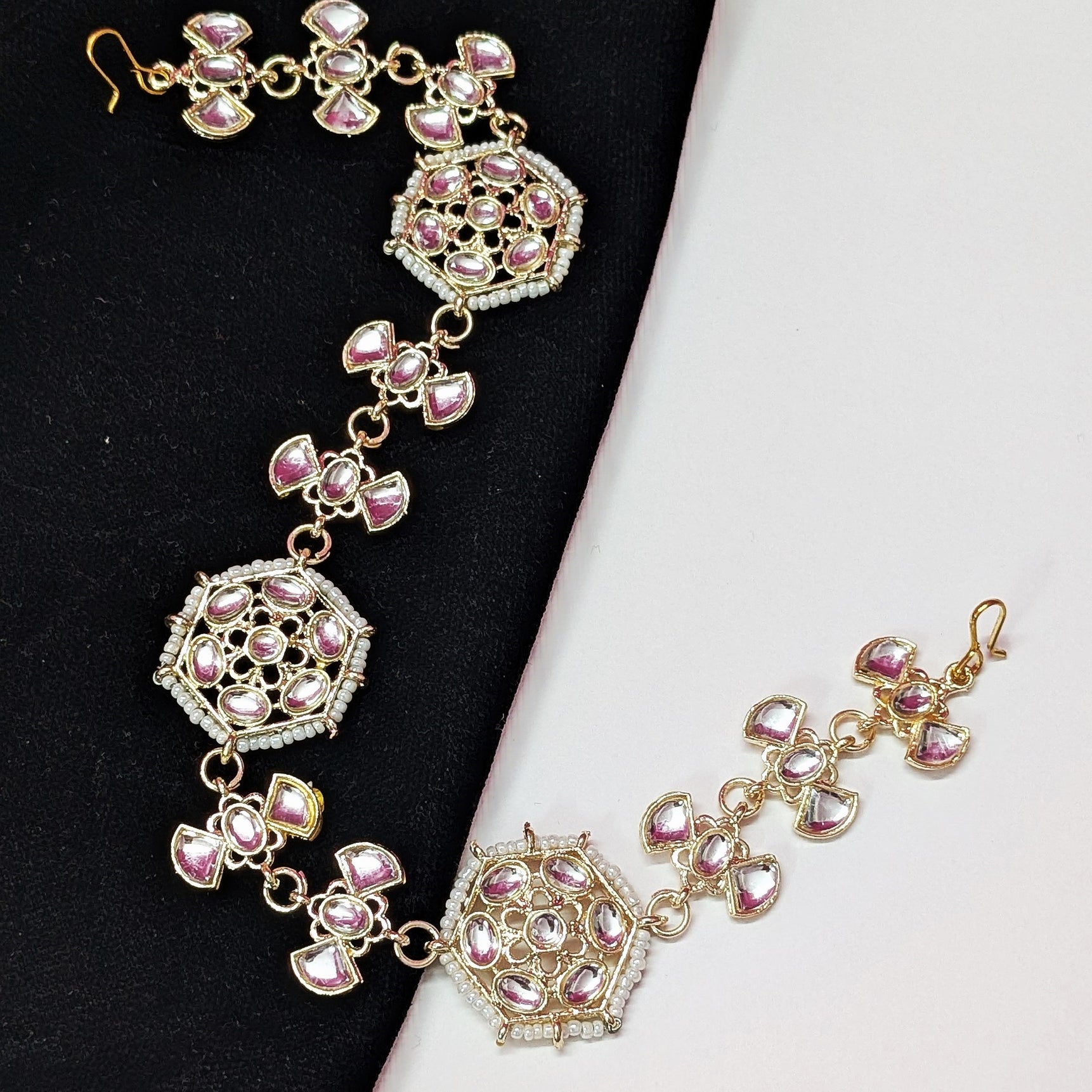 Traditional Pearl Golden Mattha Patti – Ethnic Bridal Forehead Jewelry