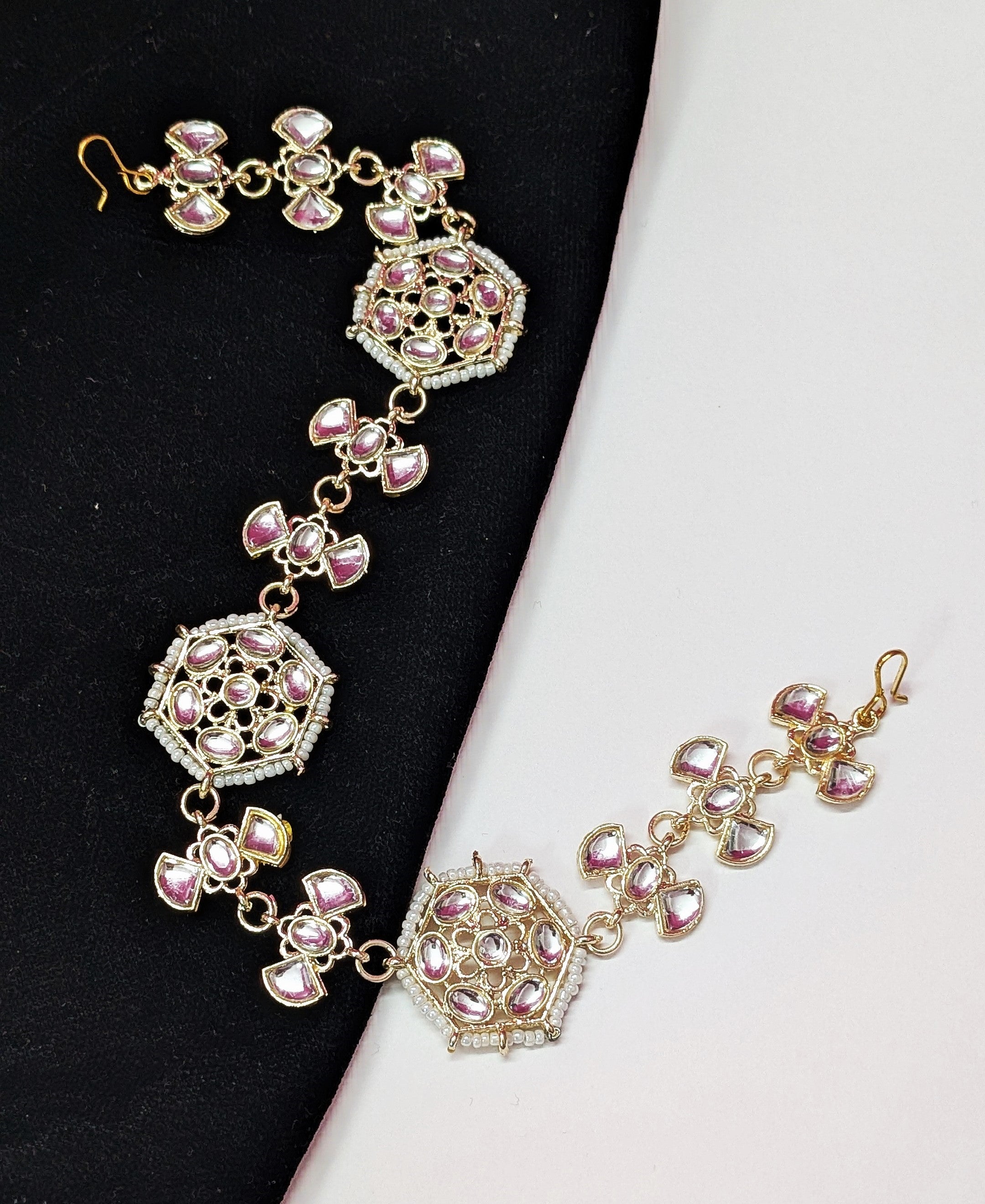 Traditional Pearl Golden Mattha Patti – Ethnic Bridal Forehead Jewelry