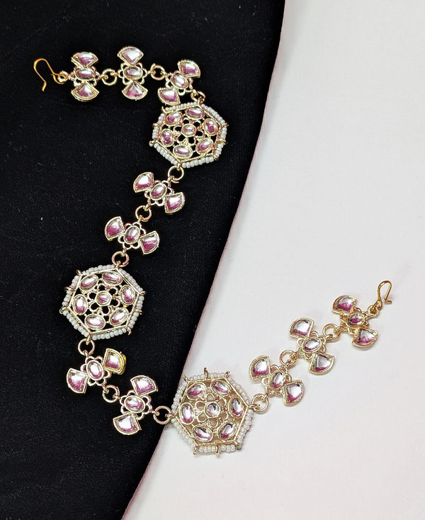 Traditional Pearl Golden Mattha Patti – Ethnic Bridal Forehead Jewelry