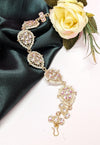 White Pearl & Stone Mattha Patti – Ethnic Bridal Hair Accessory for Women