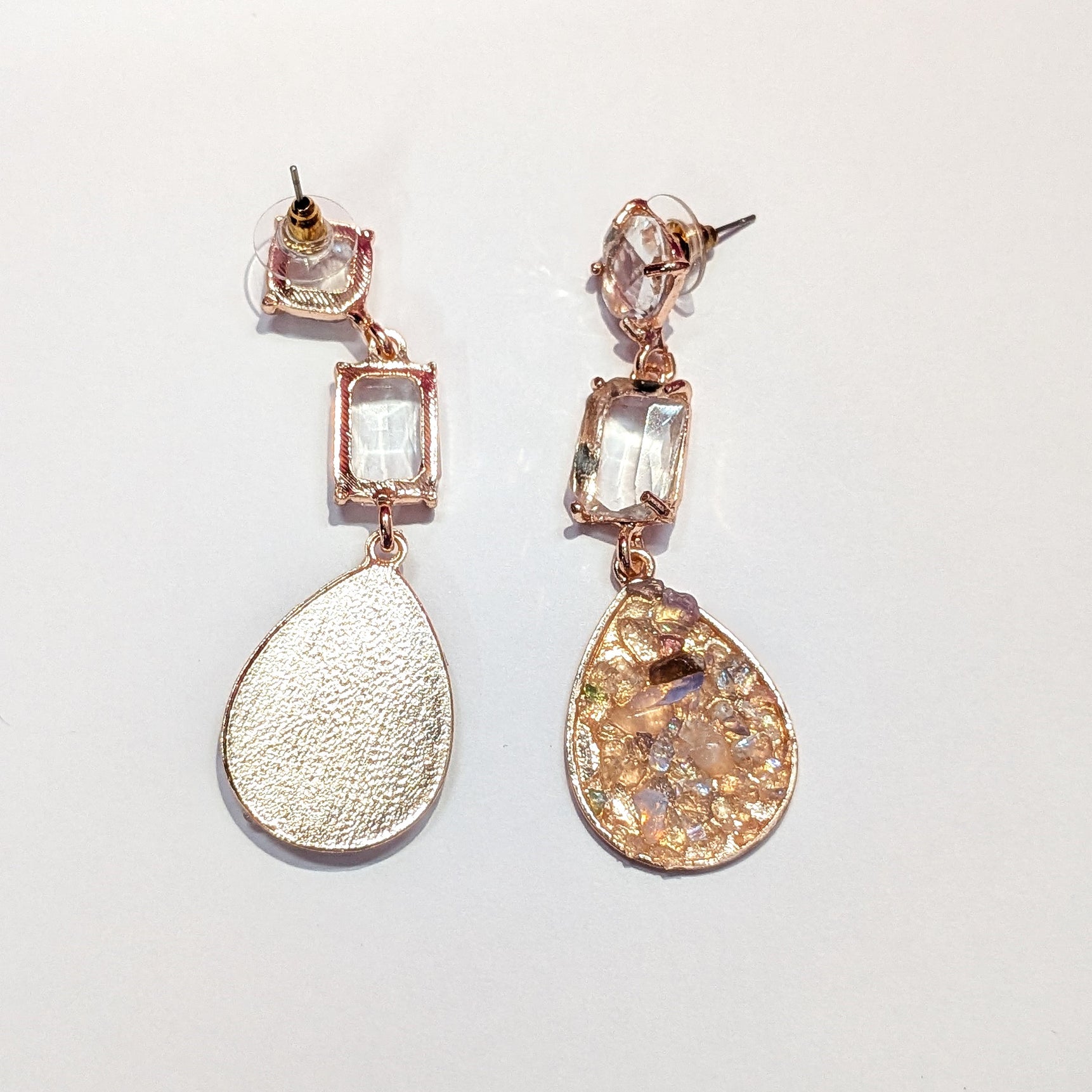 Long Rhinestone Teardrop Dangler Design Earrings(WHITE)