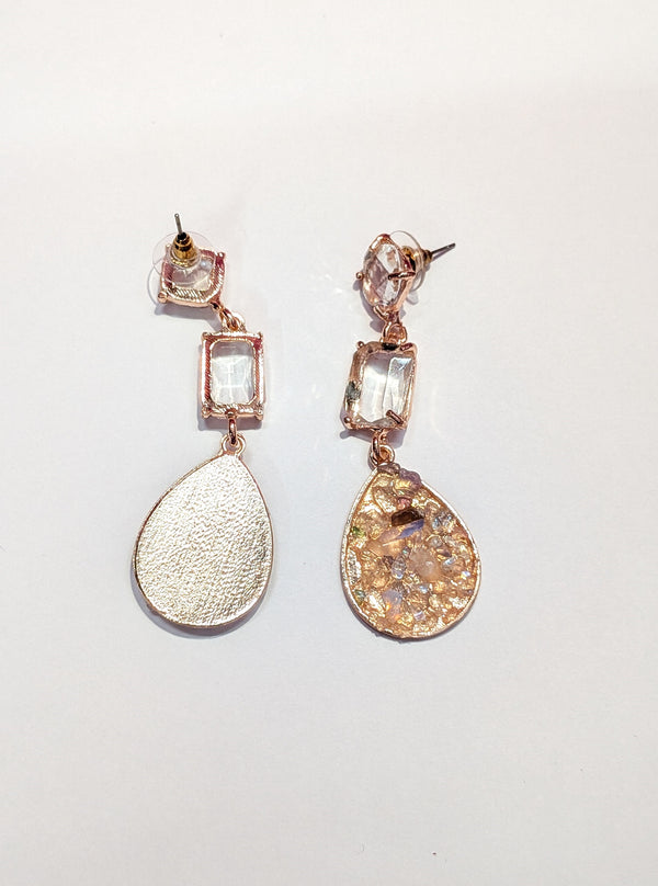 Long Rhinestone Teardrop Dangler Design Earrings(WHITE)