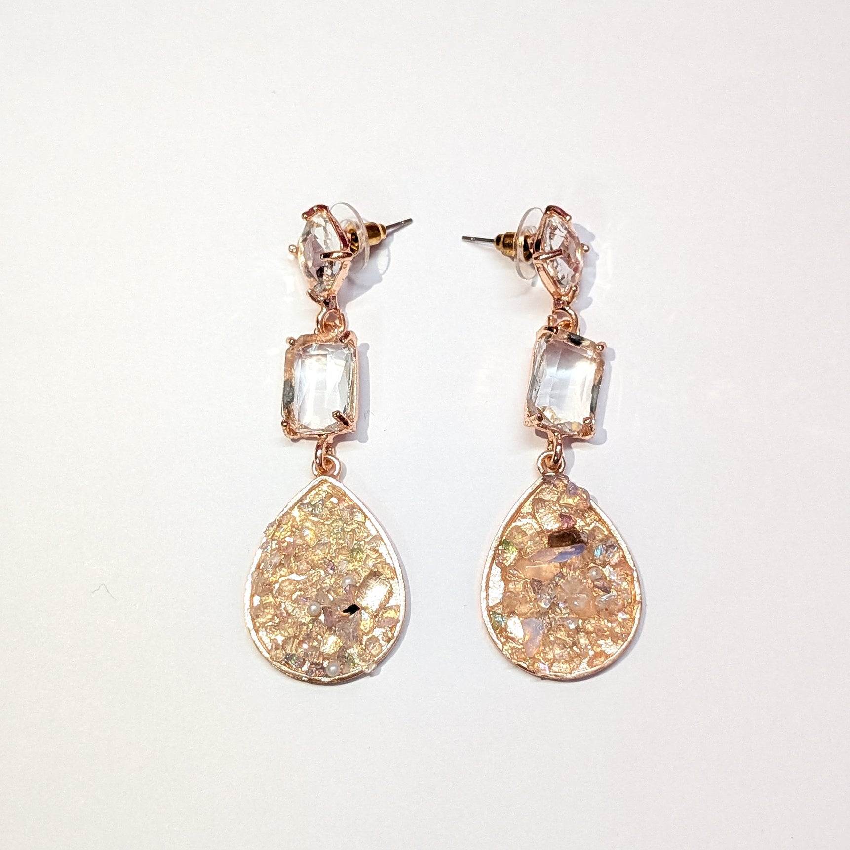 Long Rhinestone Teardrop Dangler Design Earrings(WHITE)