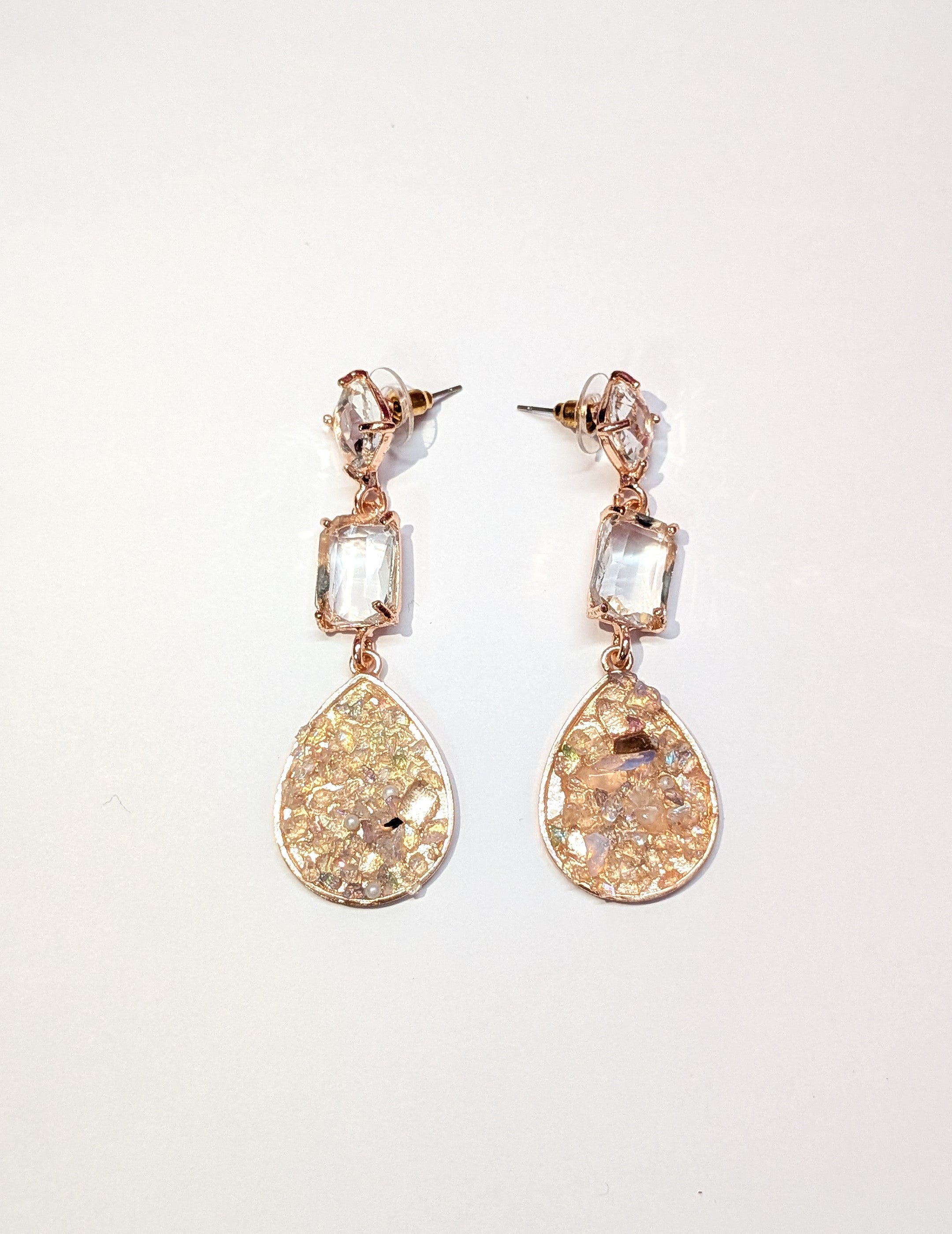 Long Rhinestone Teardrop Dangler Design Earrings(WHITE)