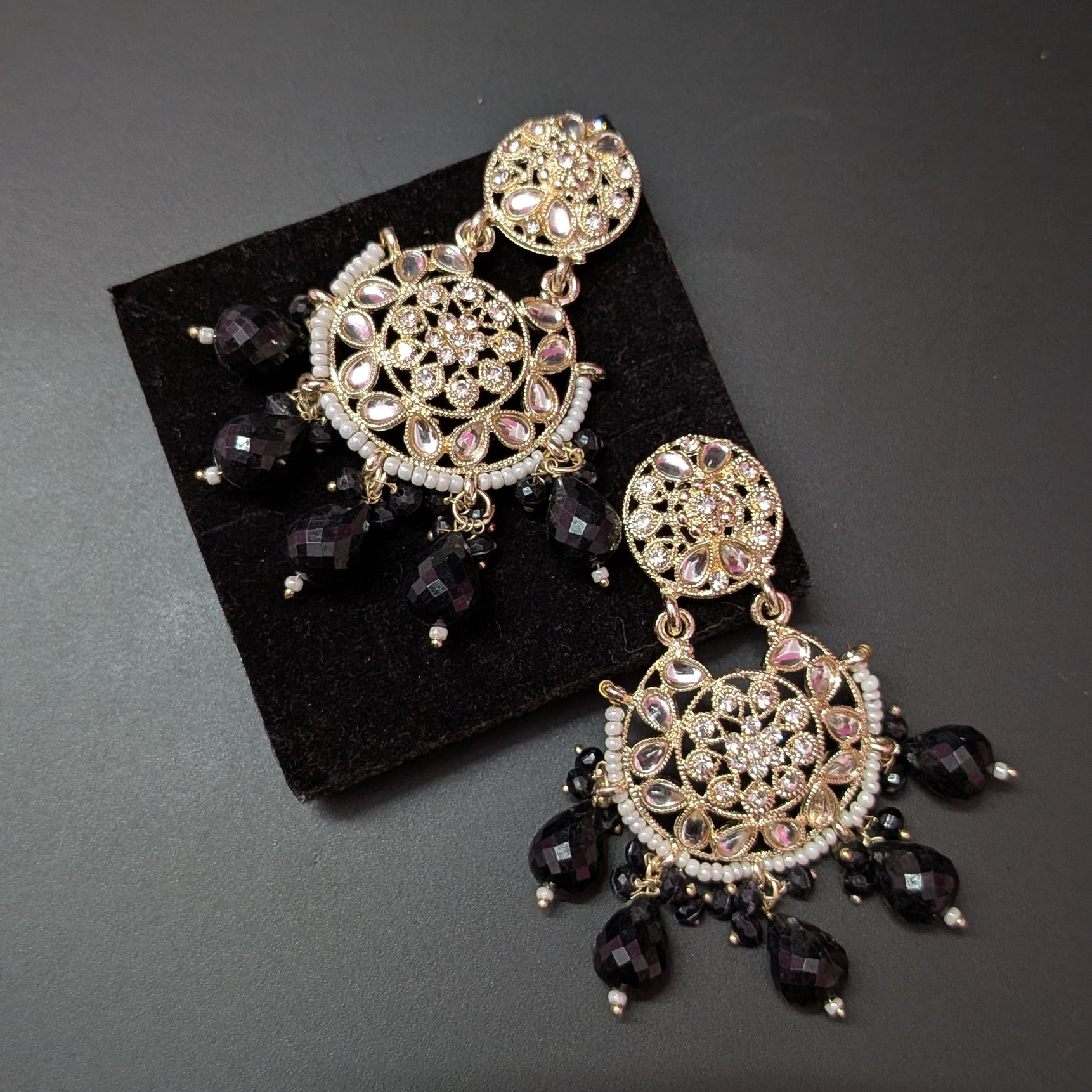 Long Designer Beads Chand Bali Earrings – Festive Ethnic Glam for Women