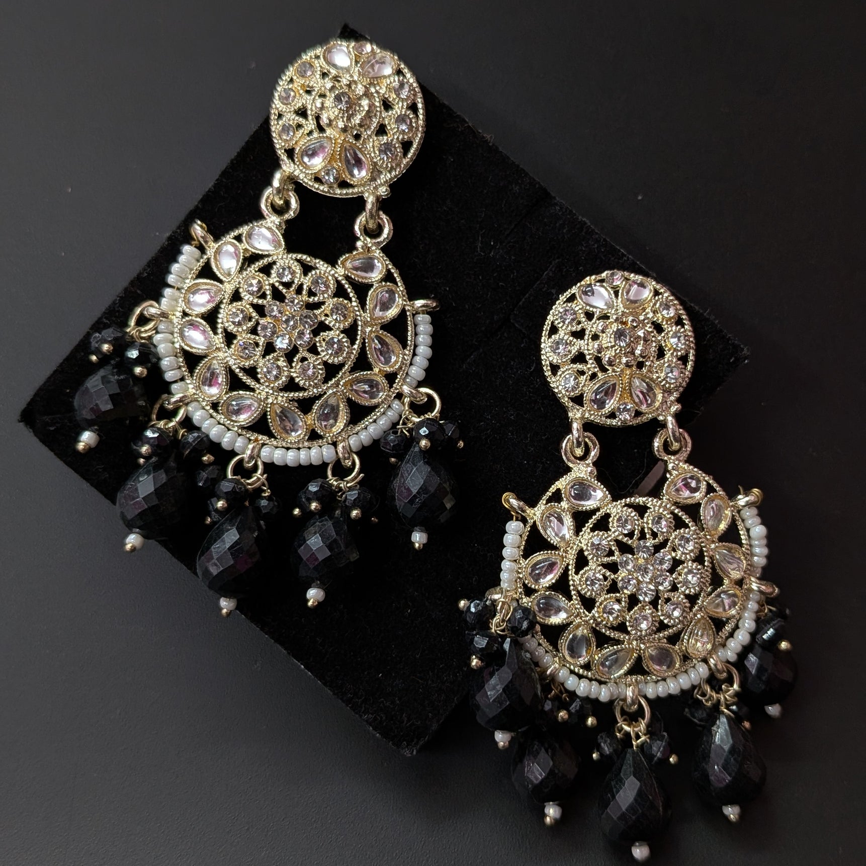 Long Designer Beads Chand Bali Earrings – Festive Ethnic Glam for Women