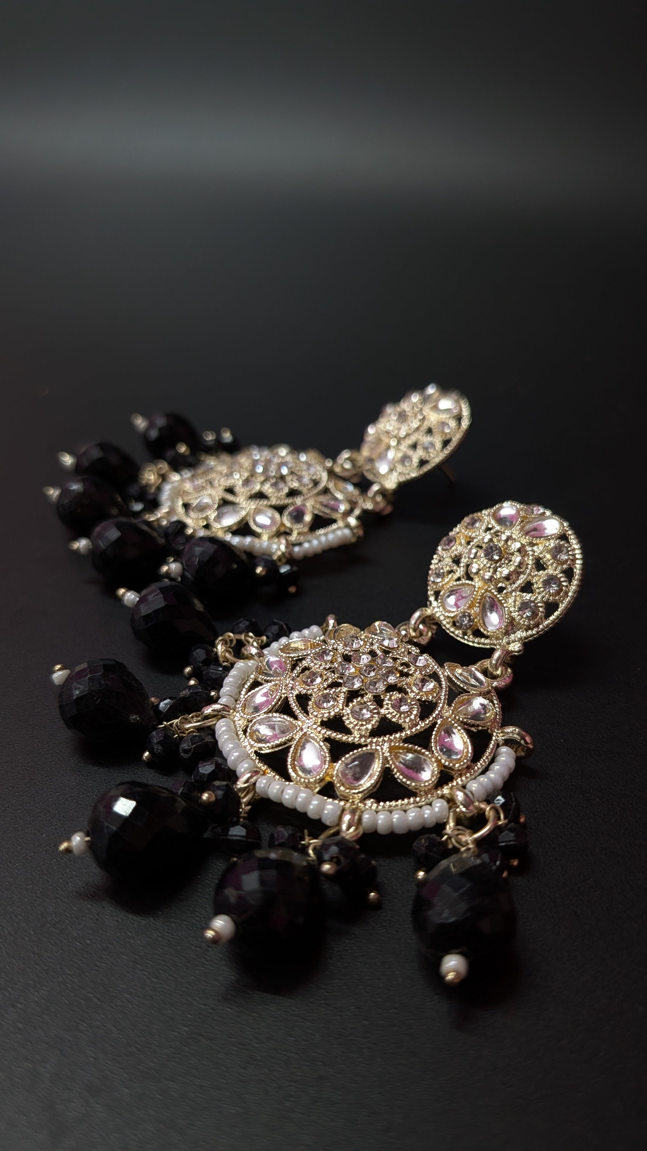 Long Designer Beads Chand Bali Earrings – Festive Ethnic Glam for Women