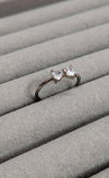 Radiant Crystal Bow Silver Adjustable Ring with Dainty