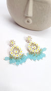 Dreamy Blue Sparkling Crystal Long Beads Earrings