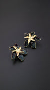 Black Orchid Enamel Flower Earrings