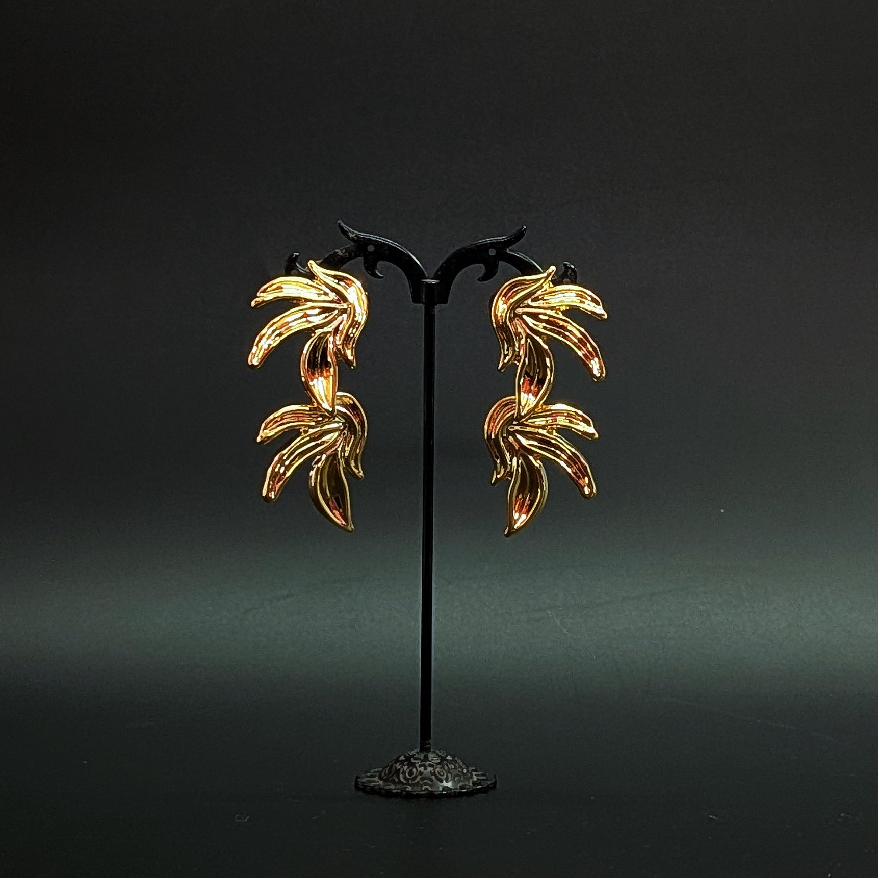 Bold Elegance Golden Double Wing Earrings