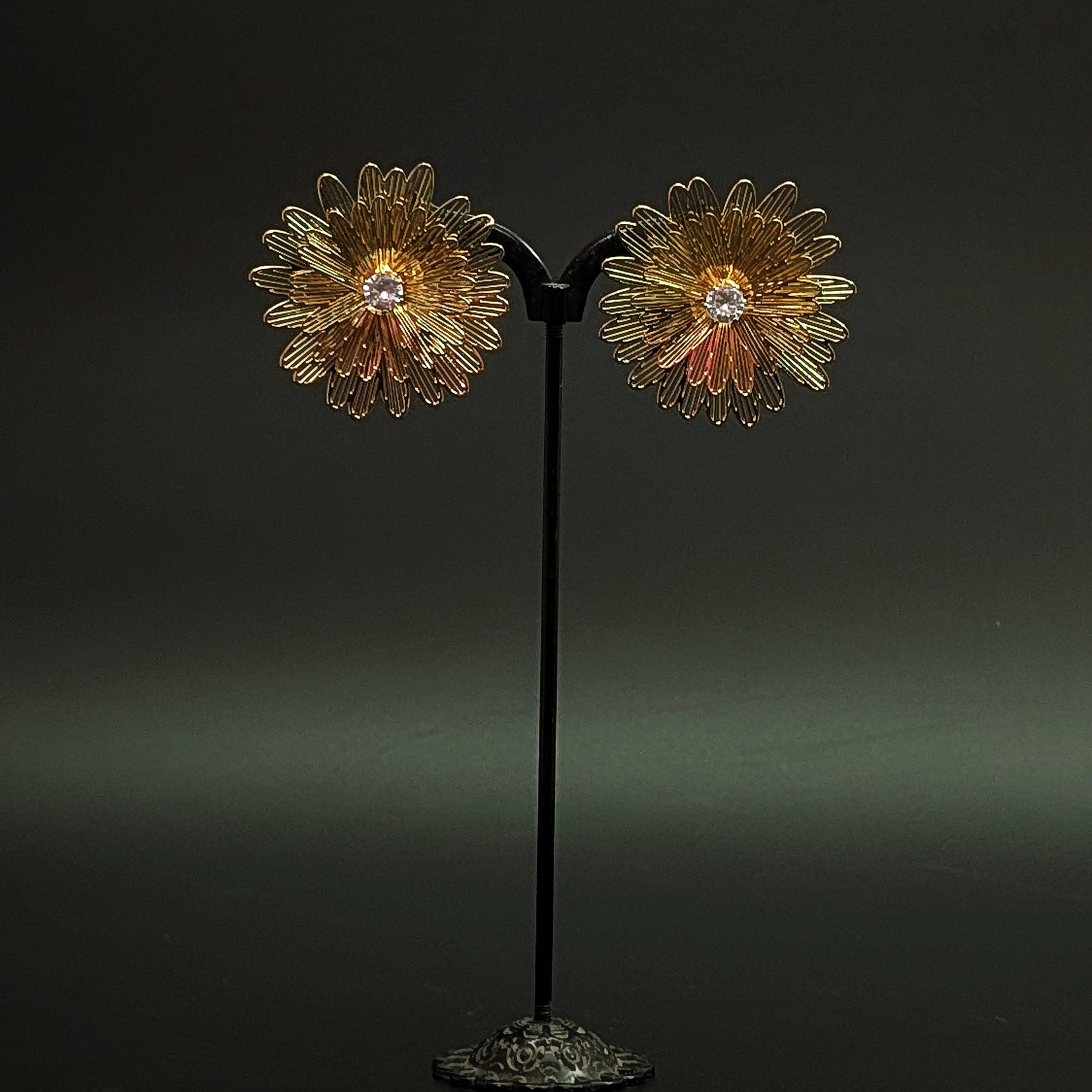 Golden Bloom Floral Stud Earrings