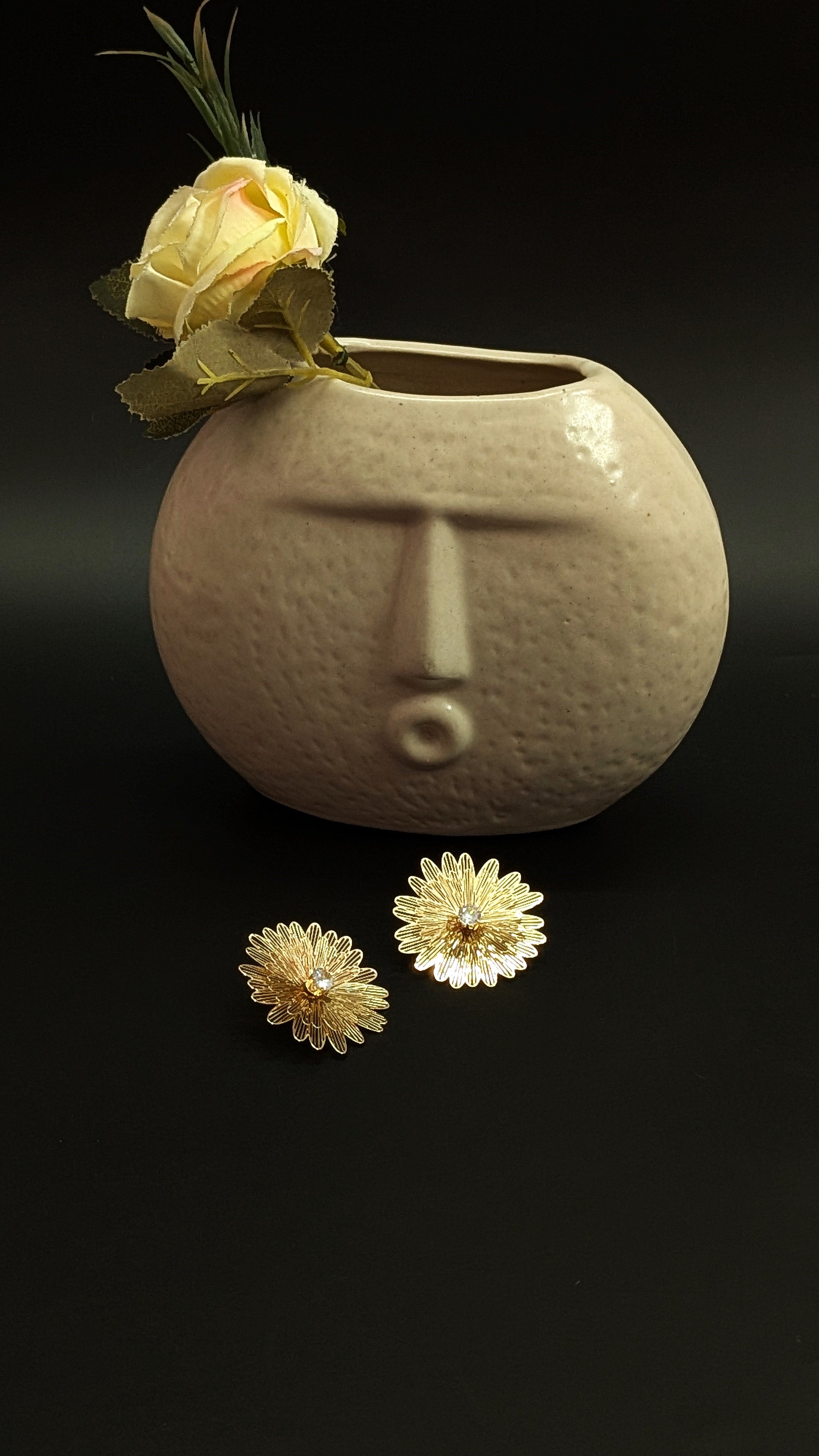 Golden Bloom Floral Stud Earrings