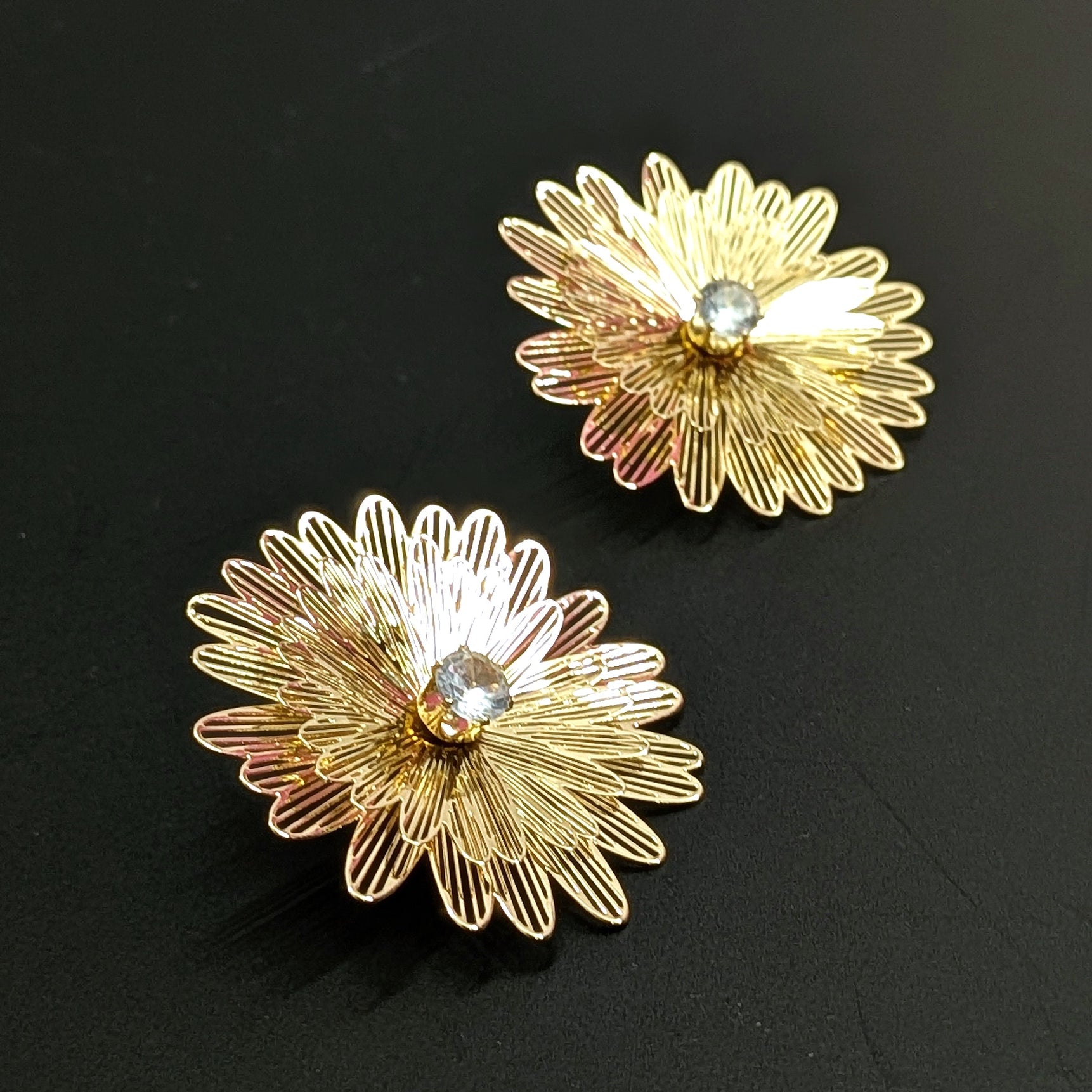 Golden Bloom Floral Stud Earrings