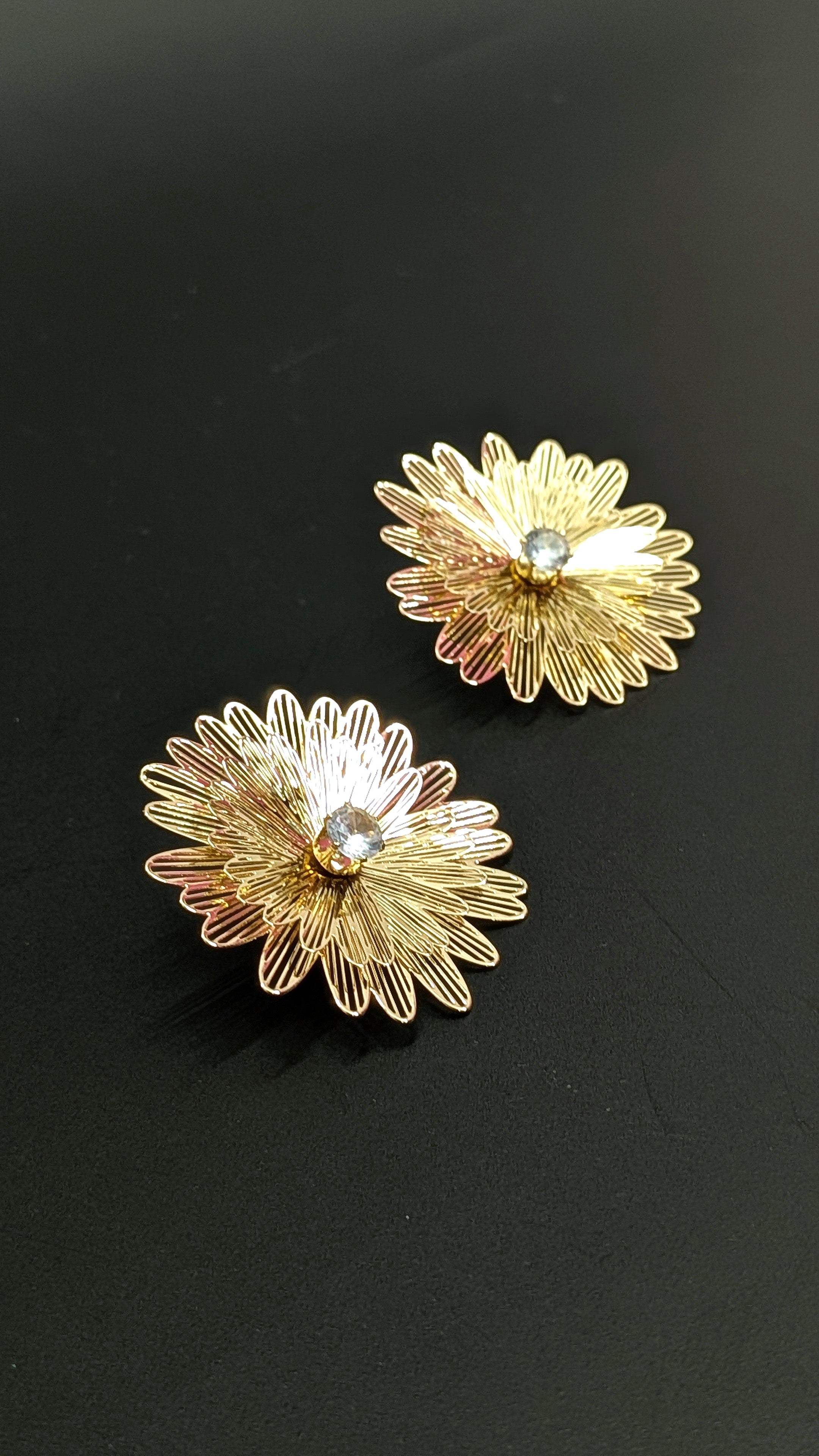Golden Bloom Floral Stud Earrings