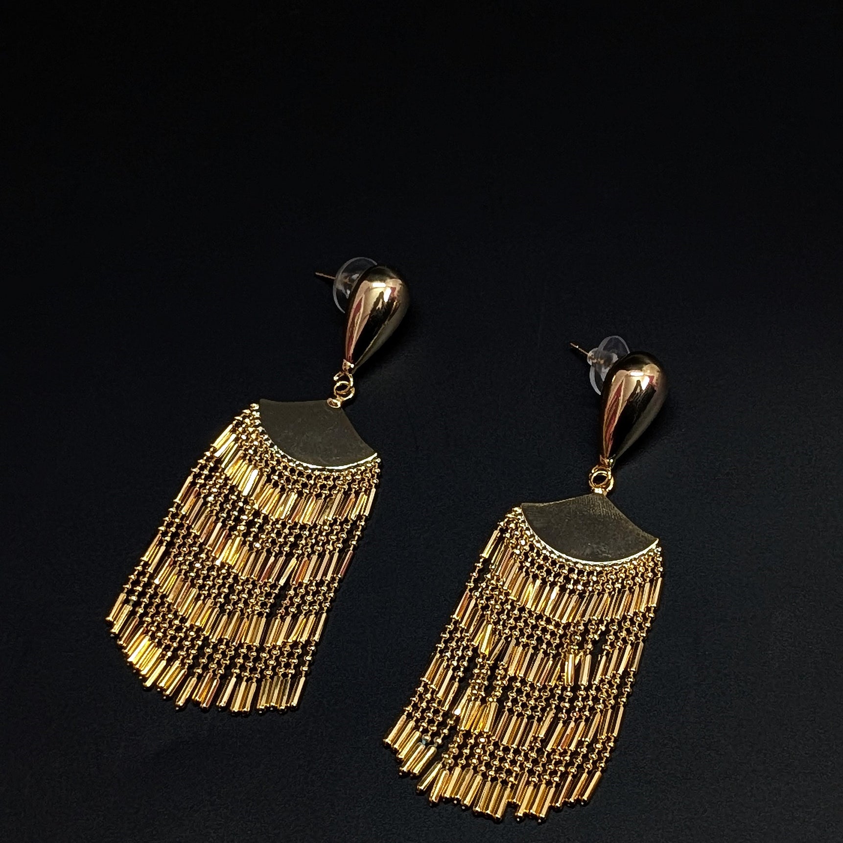 Bold Glam Golden Tassel Dangler Earrings