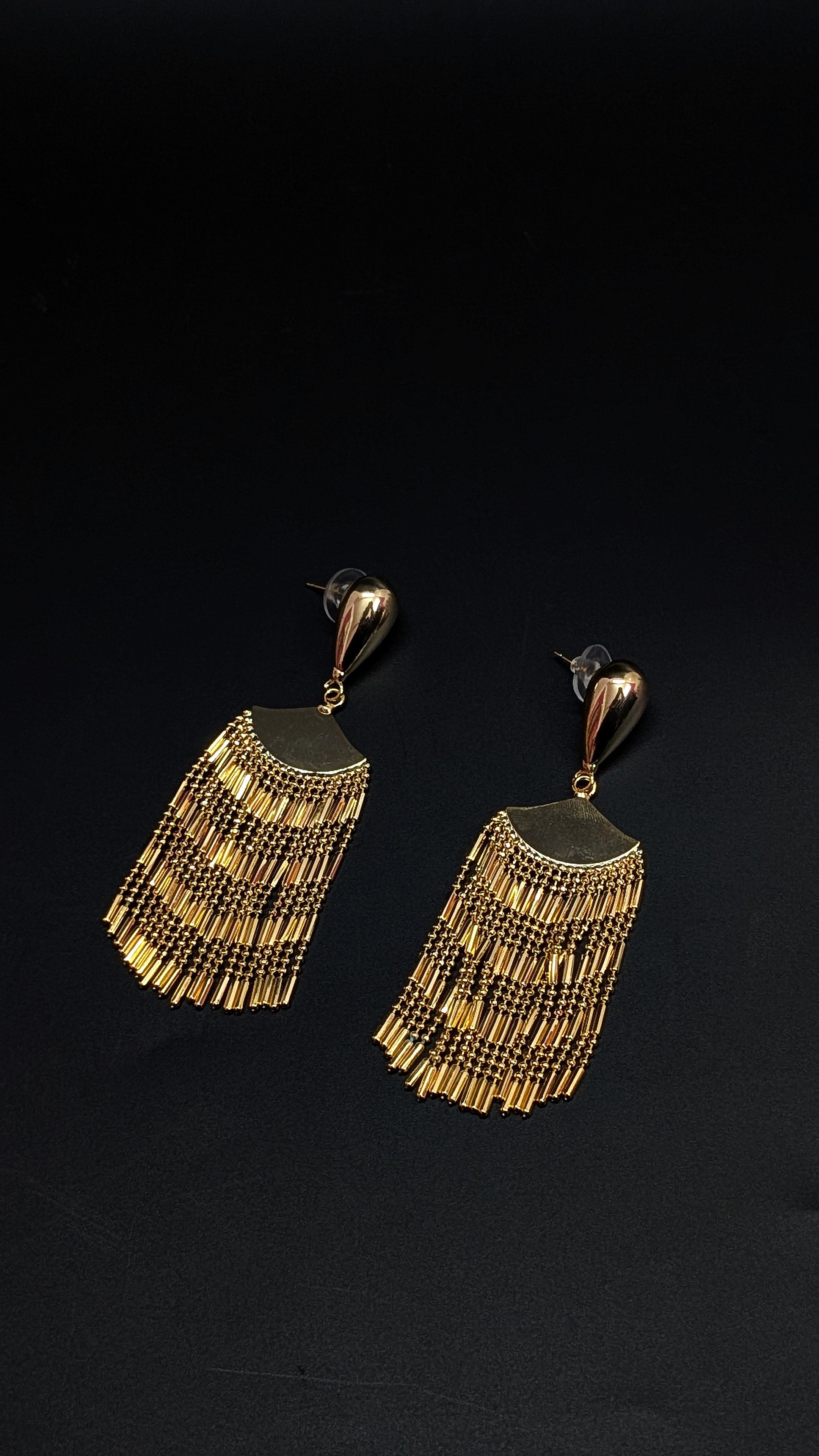 Bold Glam Golden Tassel Dangler Earrings