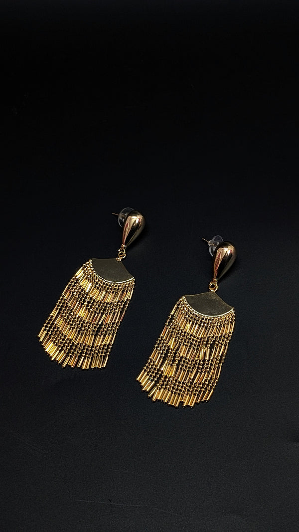 Bold Glam Golden Tassel Dangler Earrings