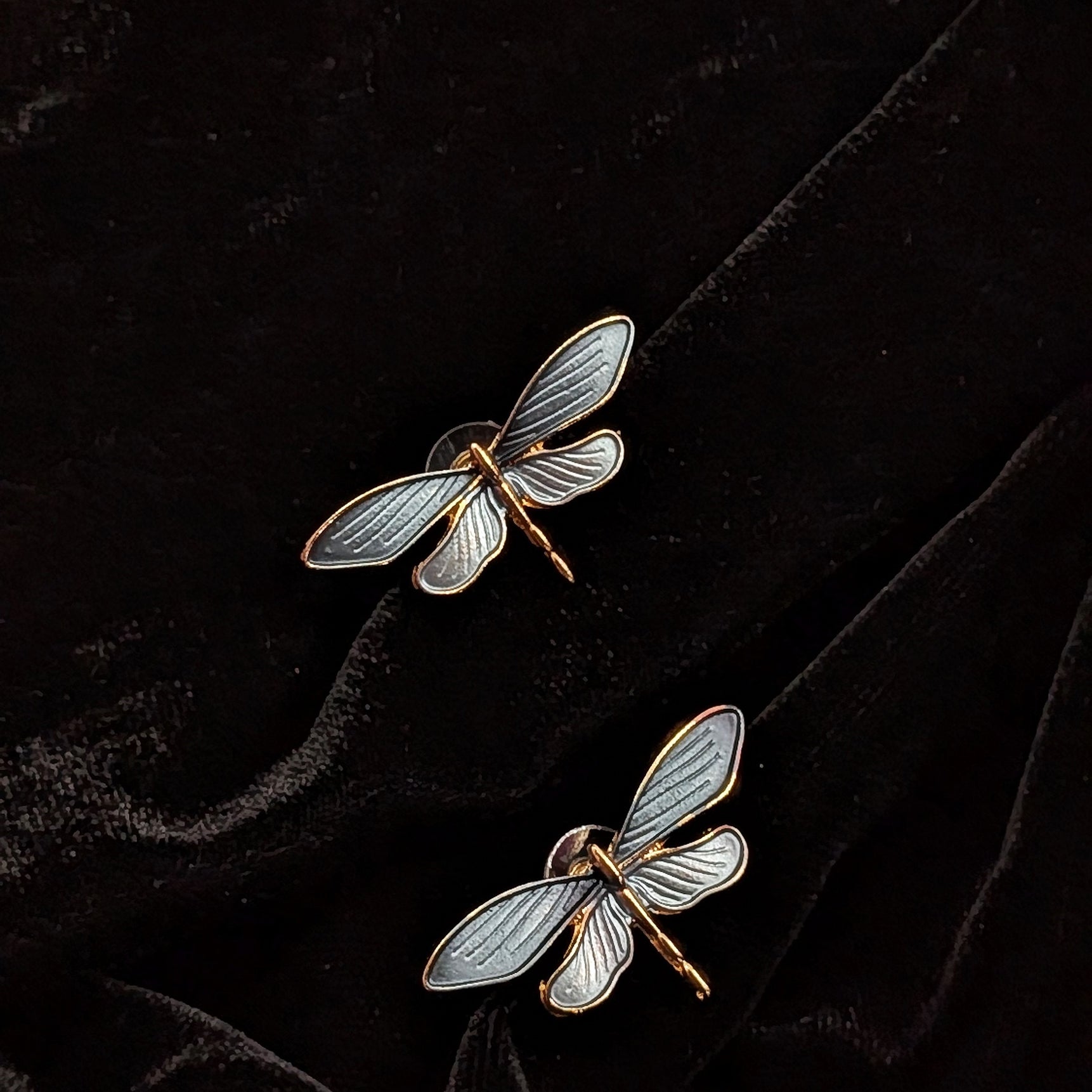 Dragonfly Enamel Stud Earrings – Elegant Nature-Inspired Design