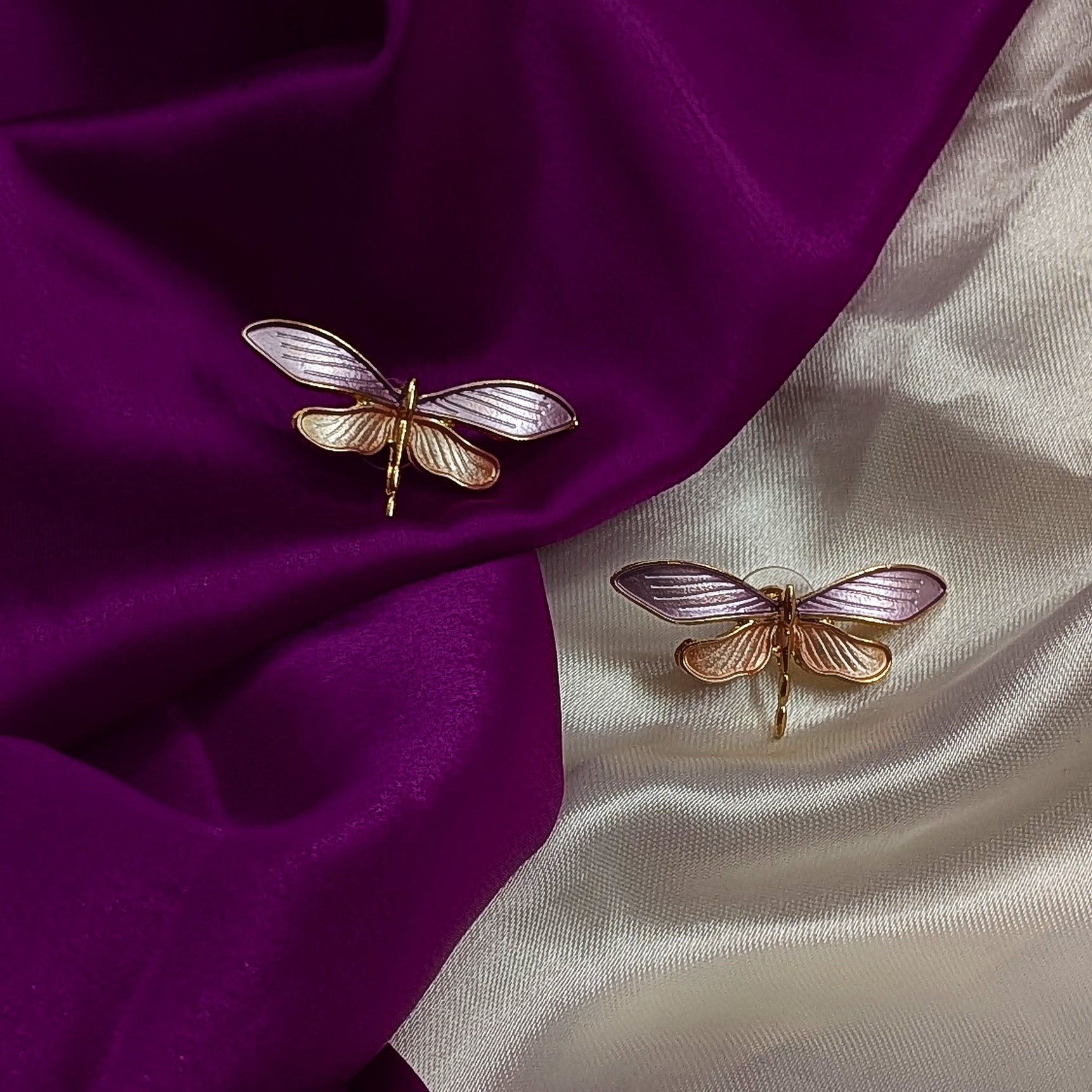 Dragonfly Enamel Stud Earrings – Nature-Inspired Jewellery Collection