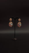 Multicolor Stone-Studded Oval Drop Earrings – Golden Finish