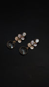 Elegant Leaf Crystal Drop Earrings – Pink & Grey
