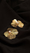 Gold flower statement earrings