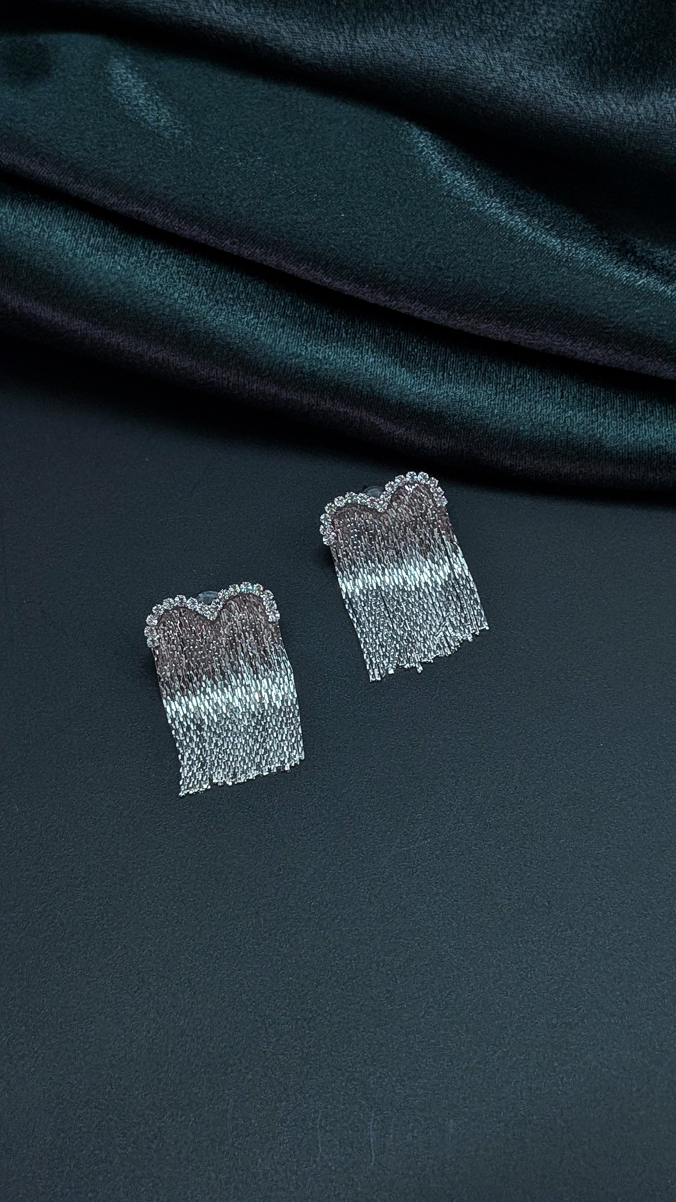 Silver Rhinestone Fringe Statement Earrings – Glamorous Party & Night Wear