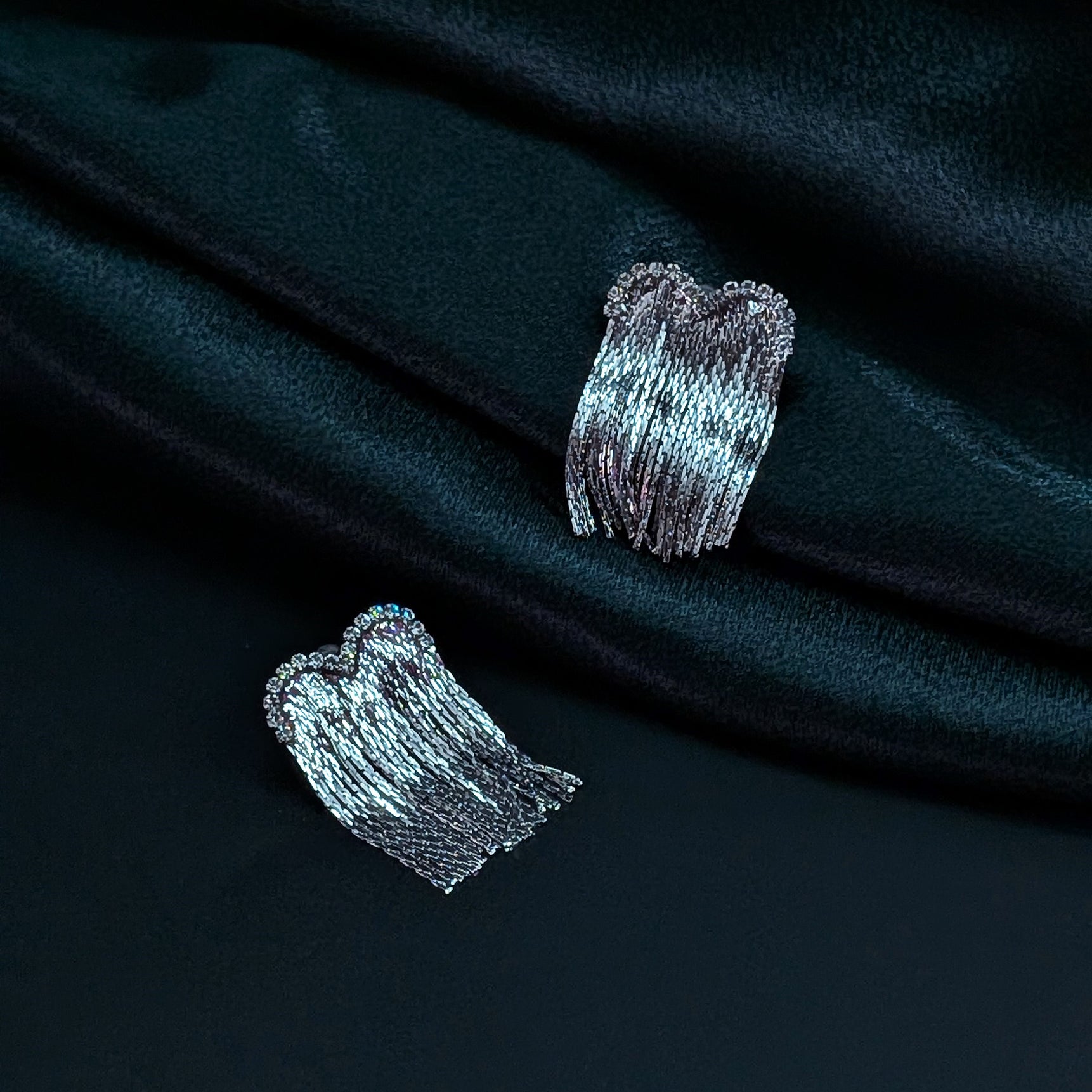 Silver Rhinestone Fringe Statement Earrings – Glamorous Party & Night Wear