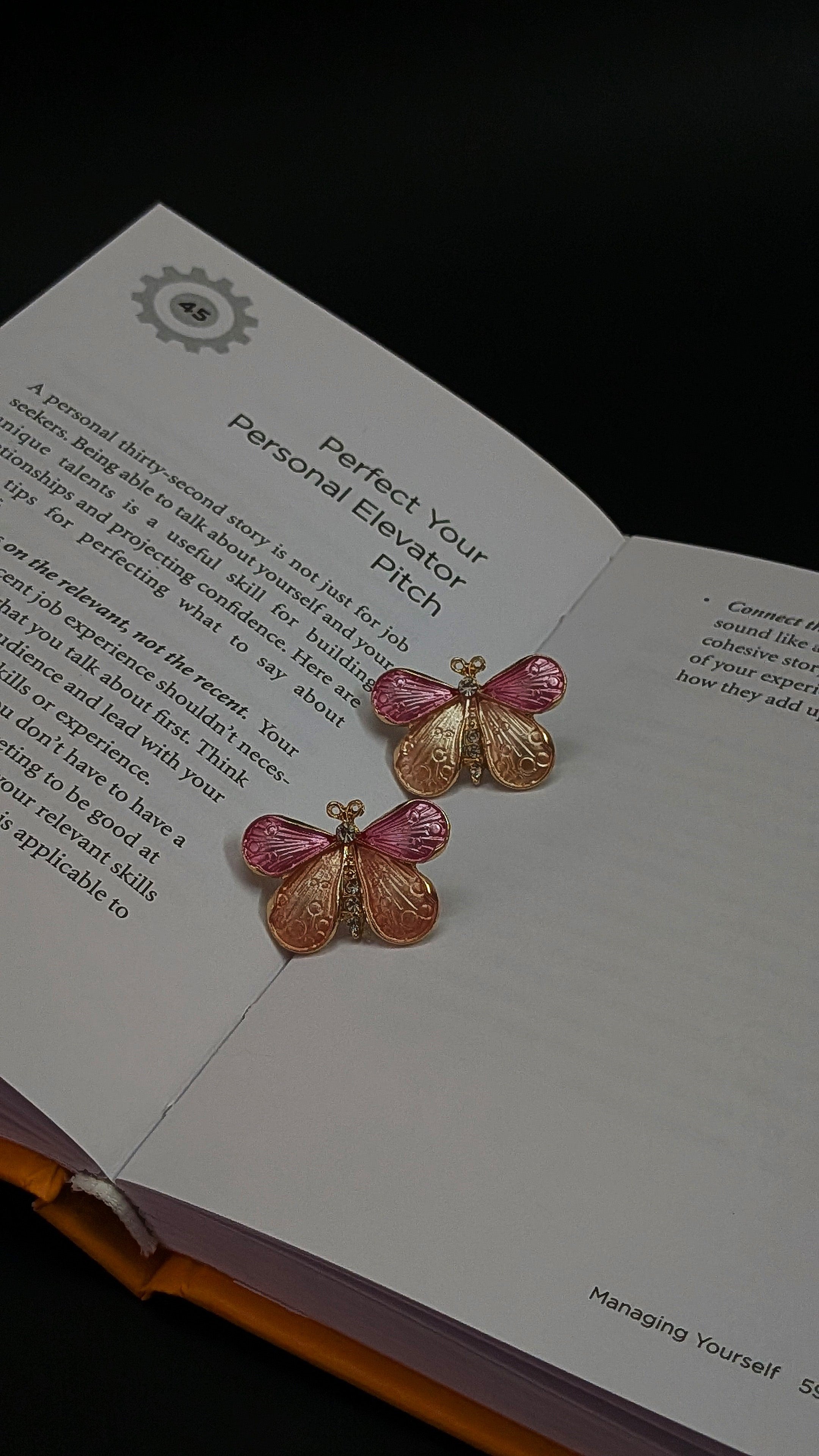 Pink Butterfly Enamel Stud Earrings