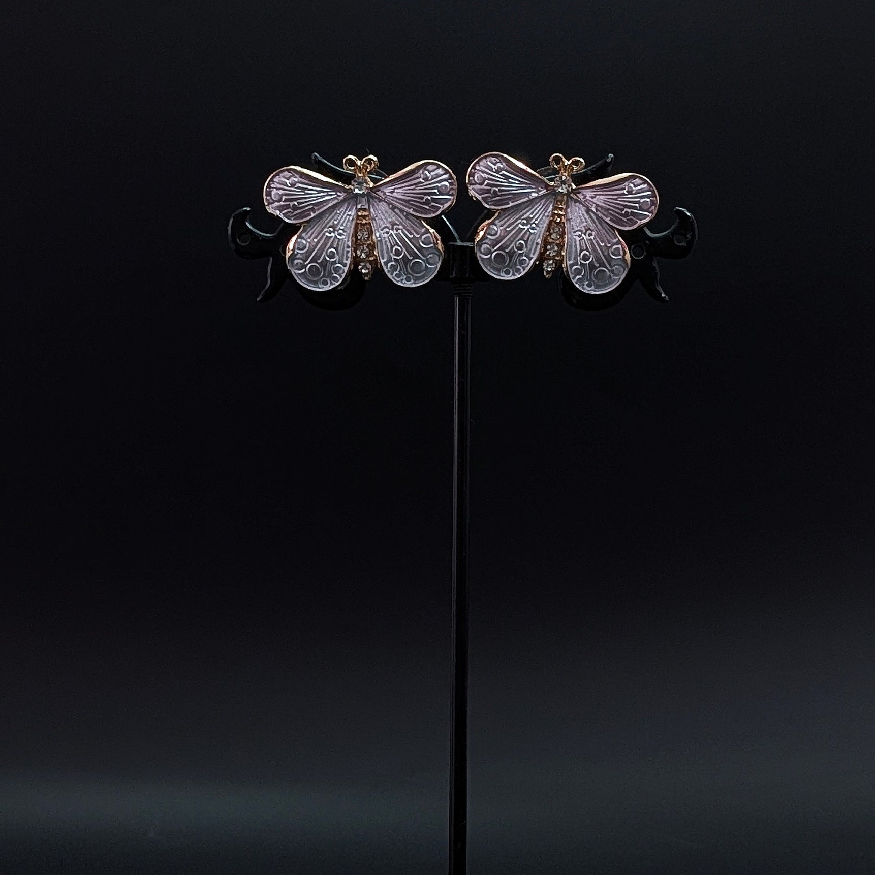 White Butterfly Enamel Stud Earrings