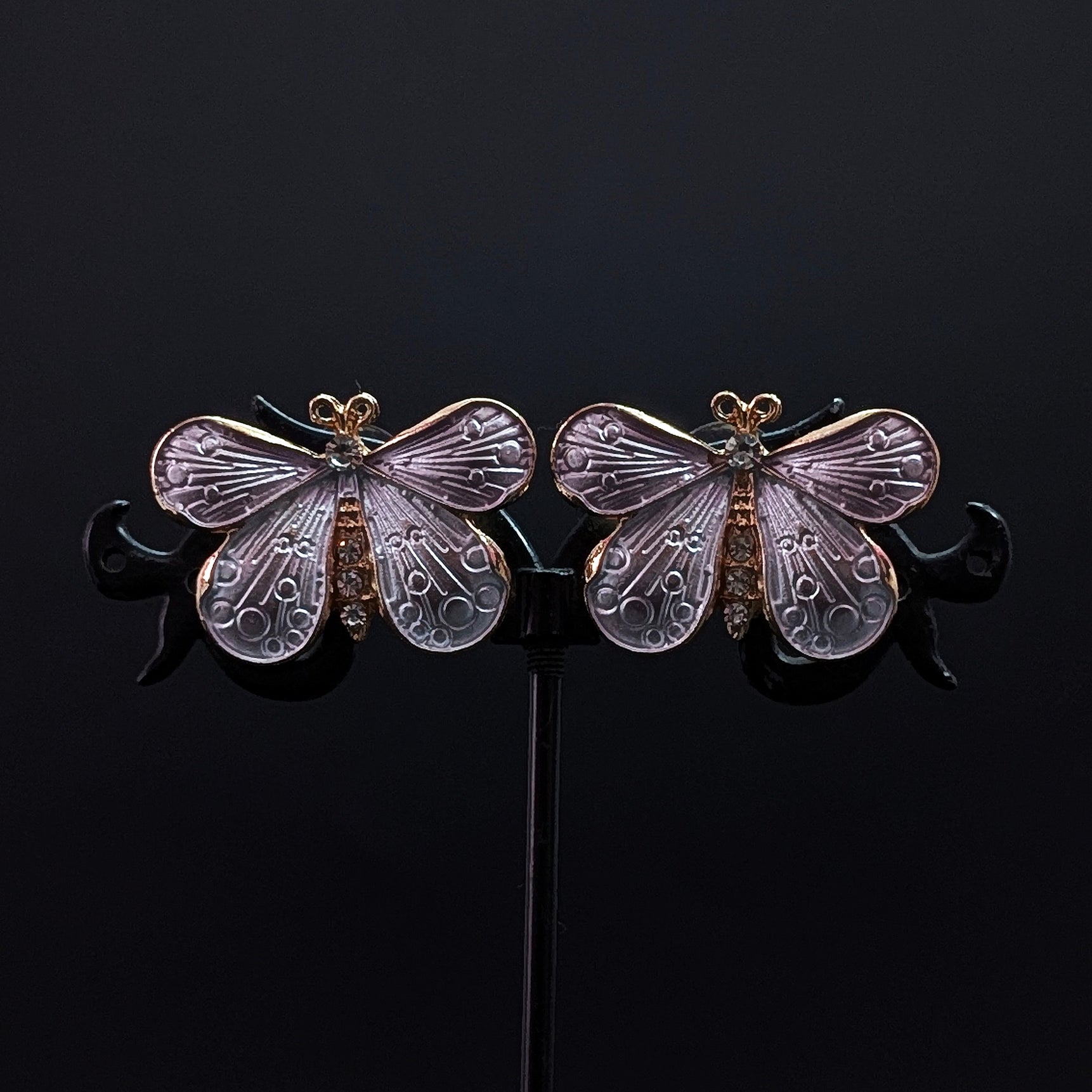 White Butterfly Enamel Stud Earrings
