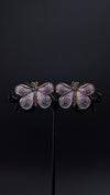 White Butterfly Enamel Stud Earrings