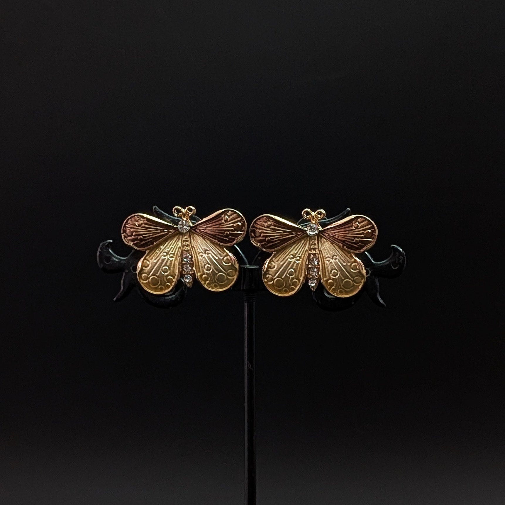 Golden Butterfly Enamel Stud Earrings