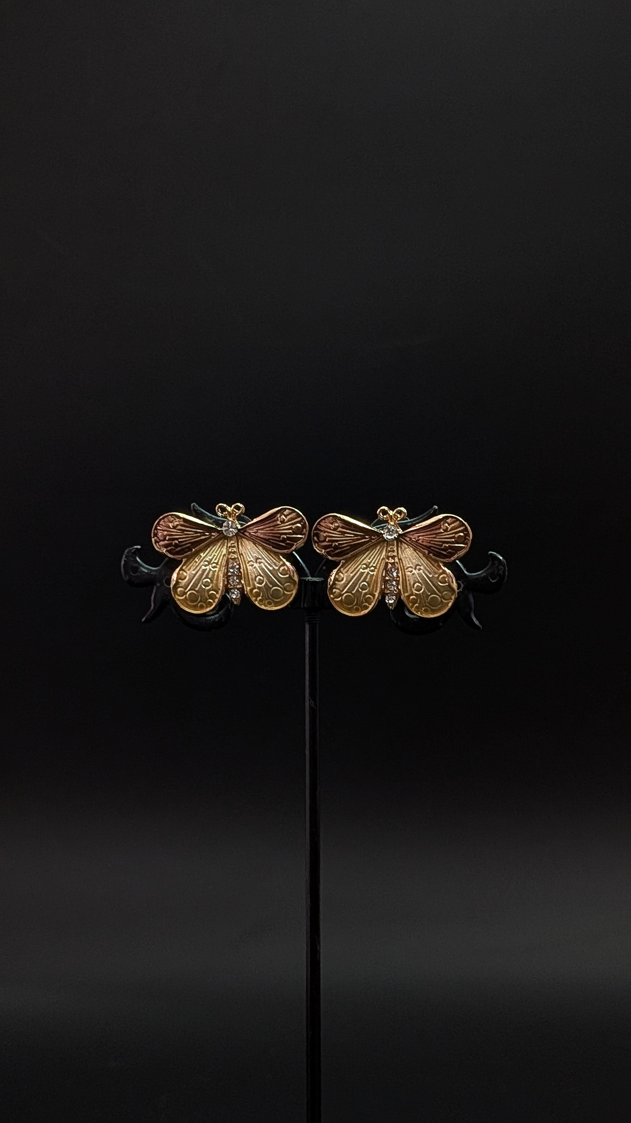 Golden Butterfly Enamel Stud Earrings