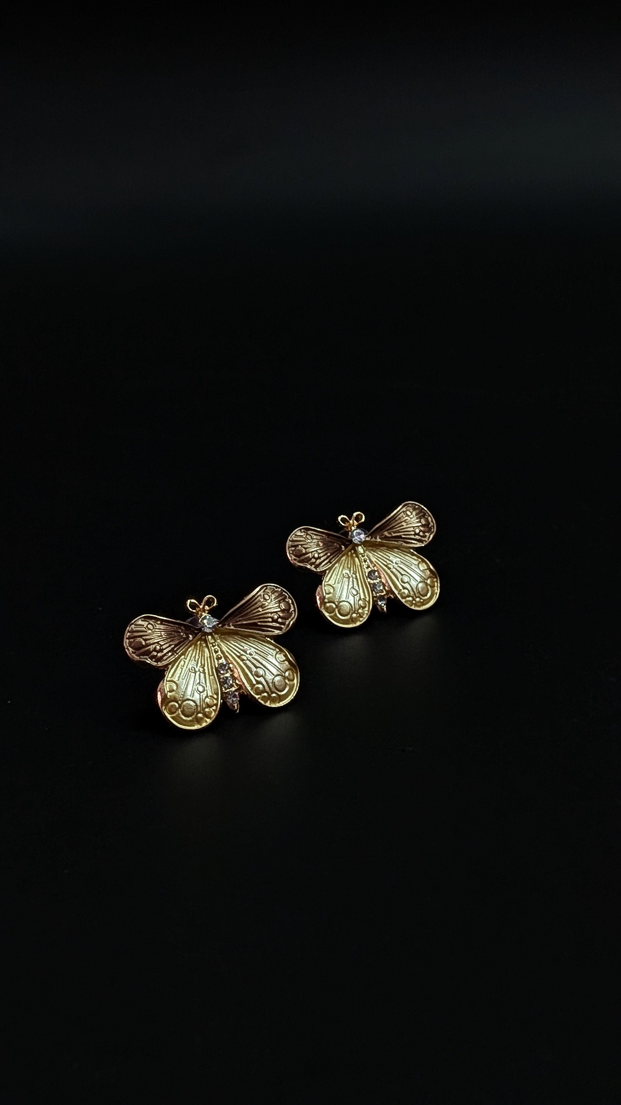 Golden Butterfly Enamel Stud Earrings