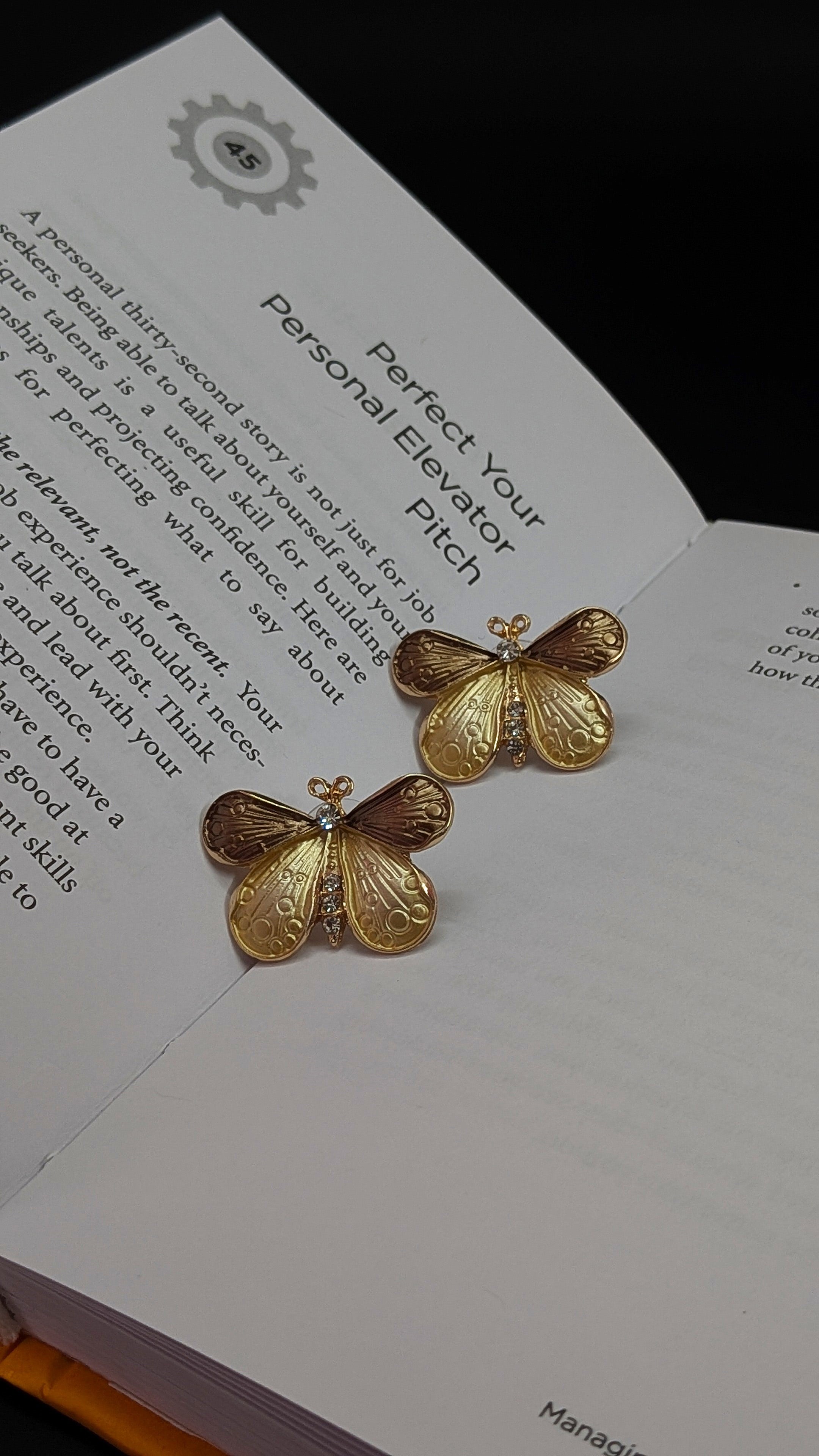 Golden Butterfly Enamel Stud Earrings