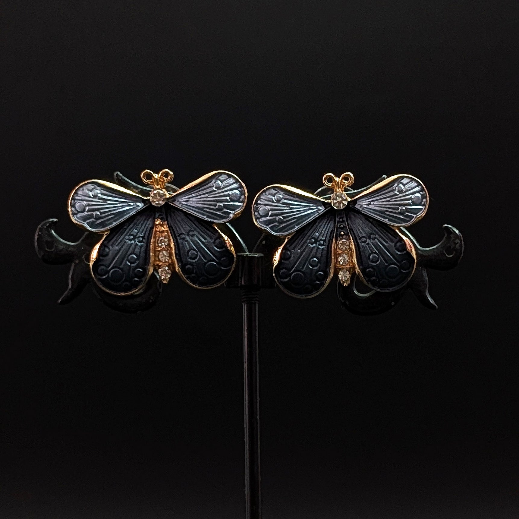 Grey Butterfly Enamel Stud Earrings